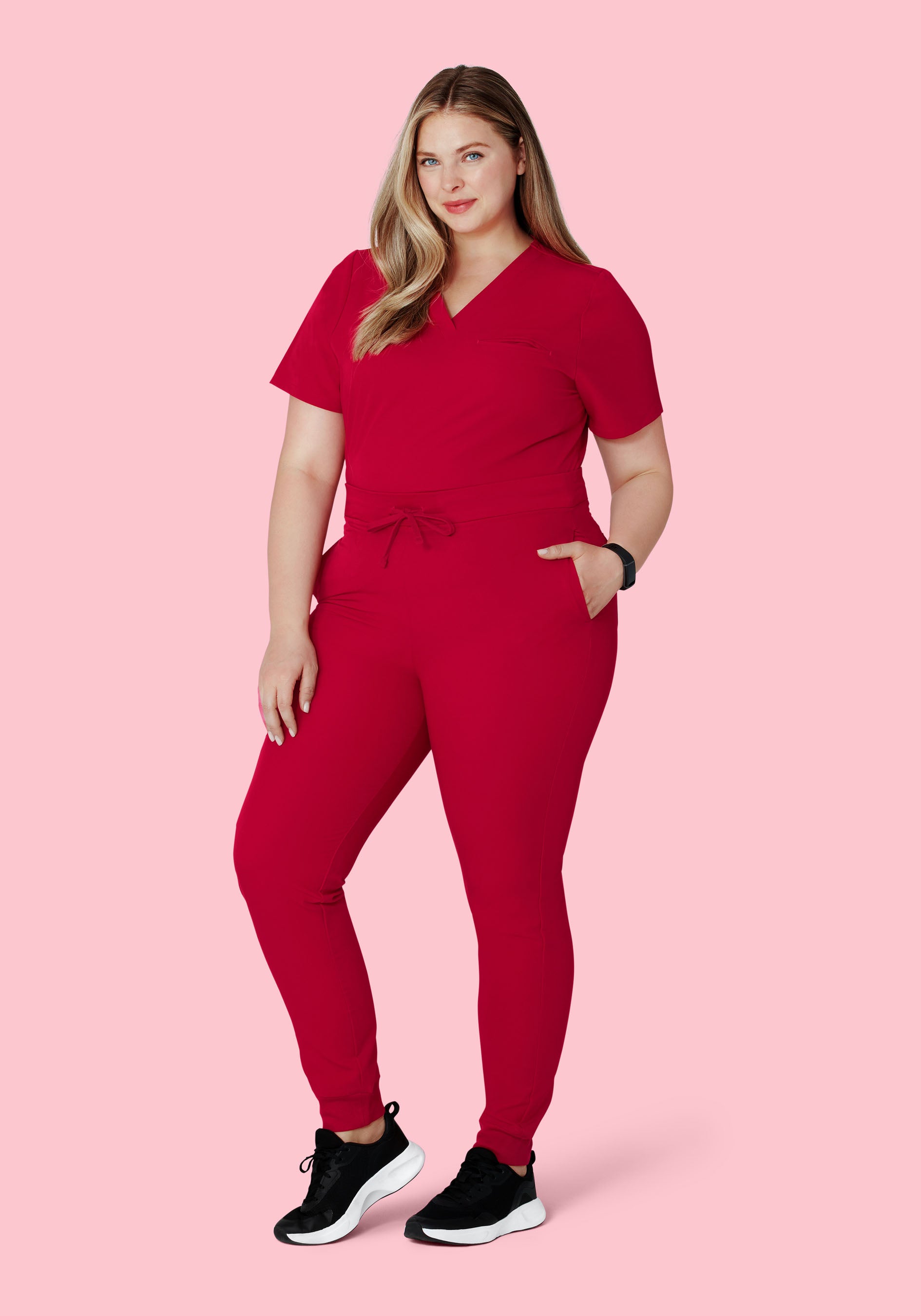 High Waisted Joggers Crimson