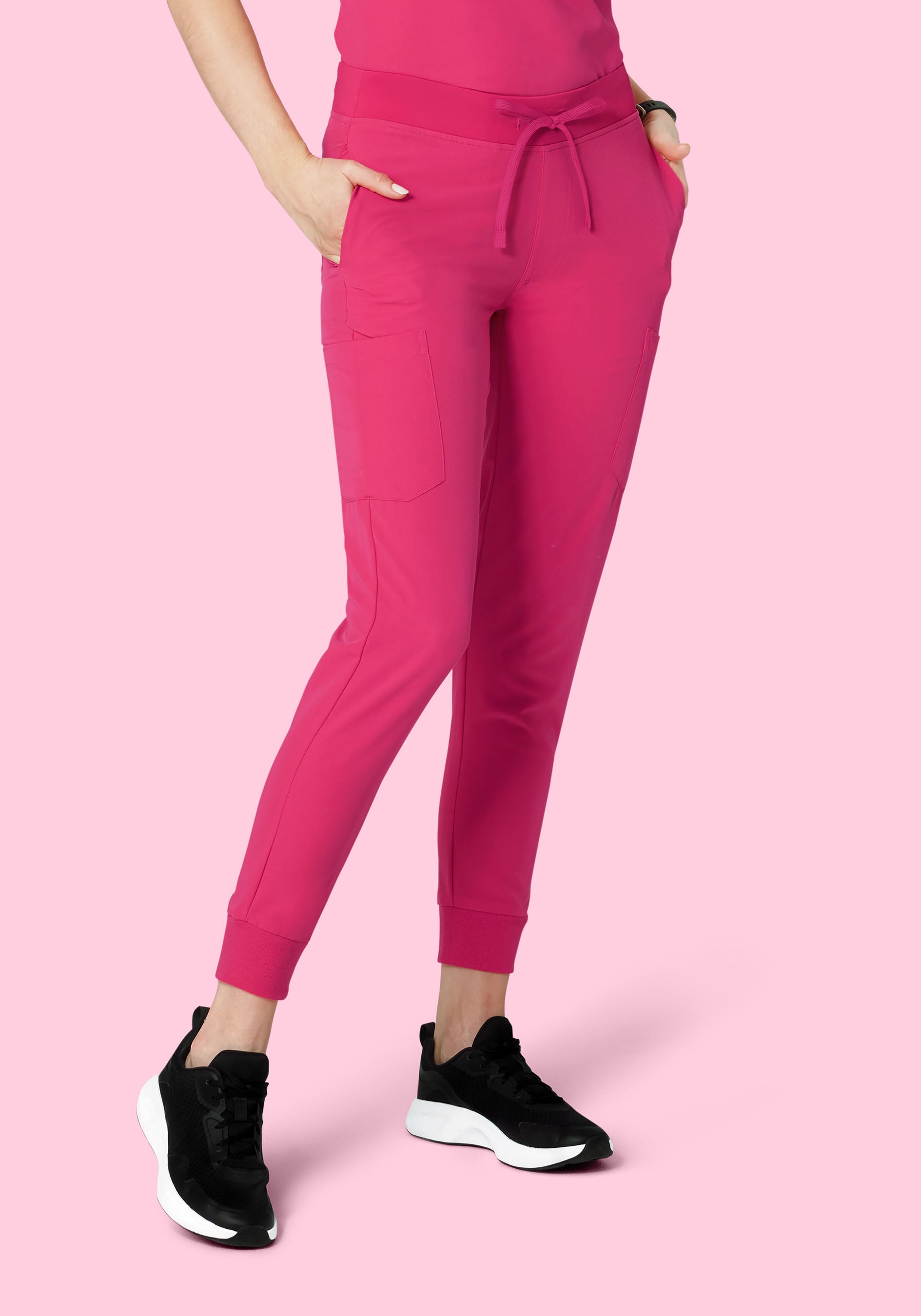 Women's Mid-Rise 9-Pocket Jogger Scrub Pants - Hot Pink | Mandala