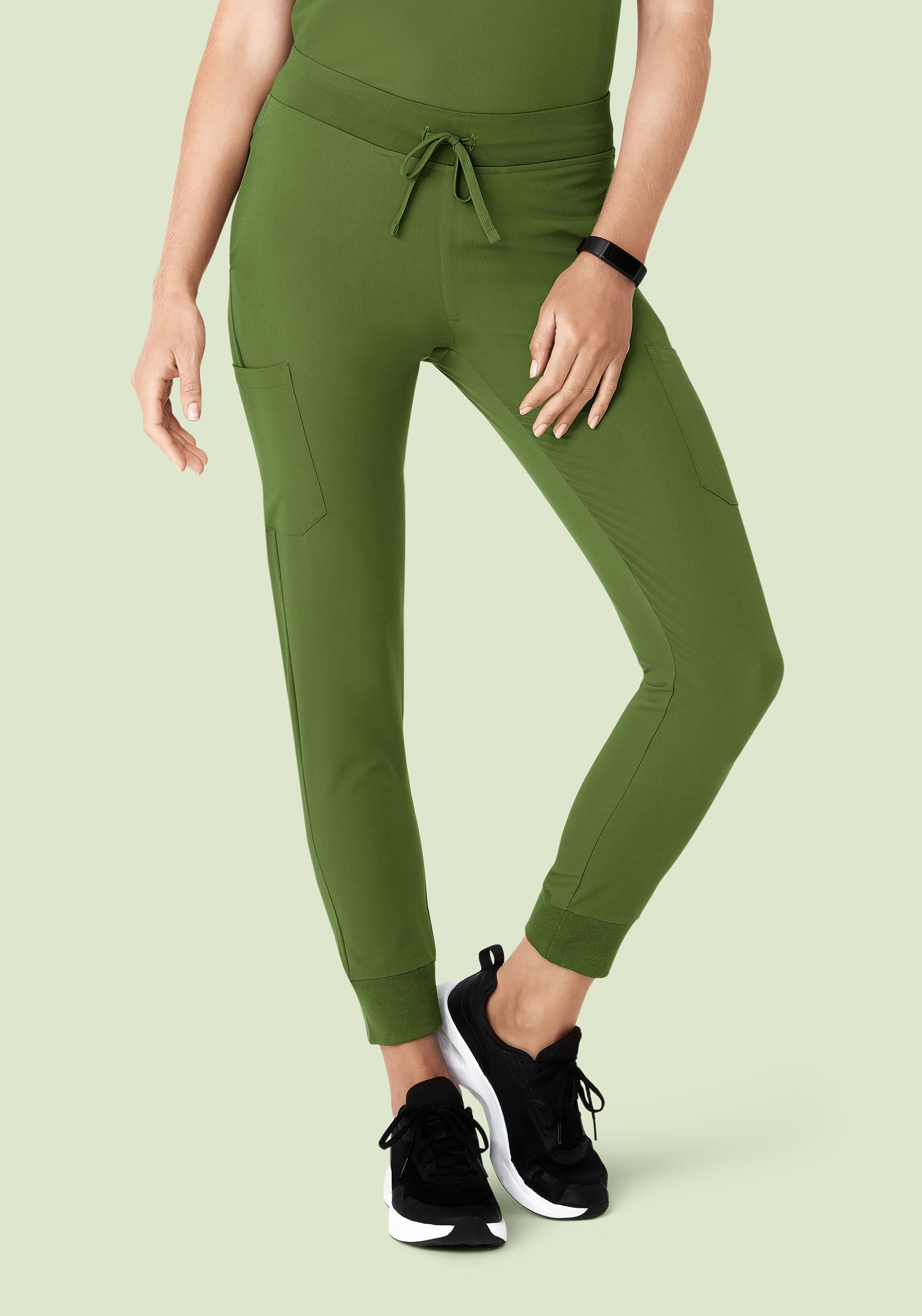Women's Mid-Rise 9-Pocket Jogger Scrub Pants - Moss | Mandala Scrubs