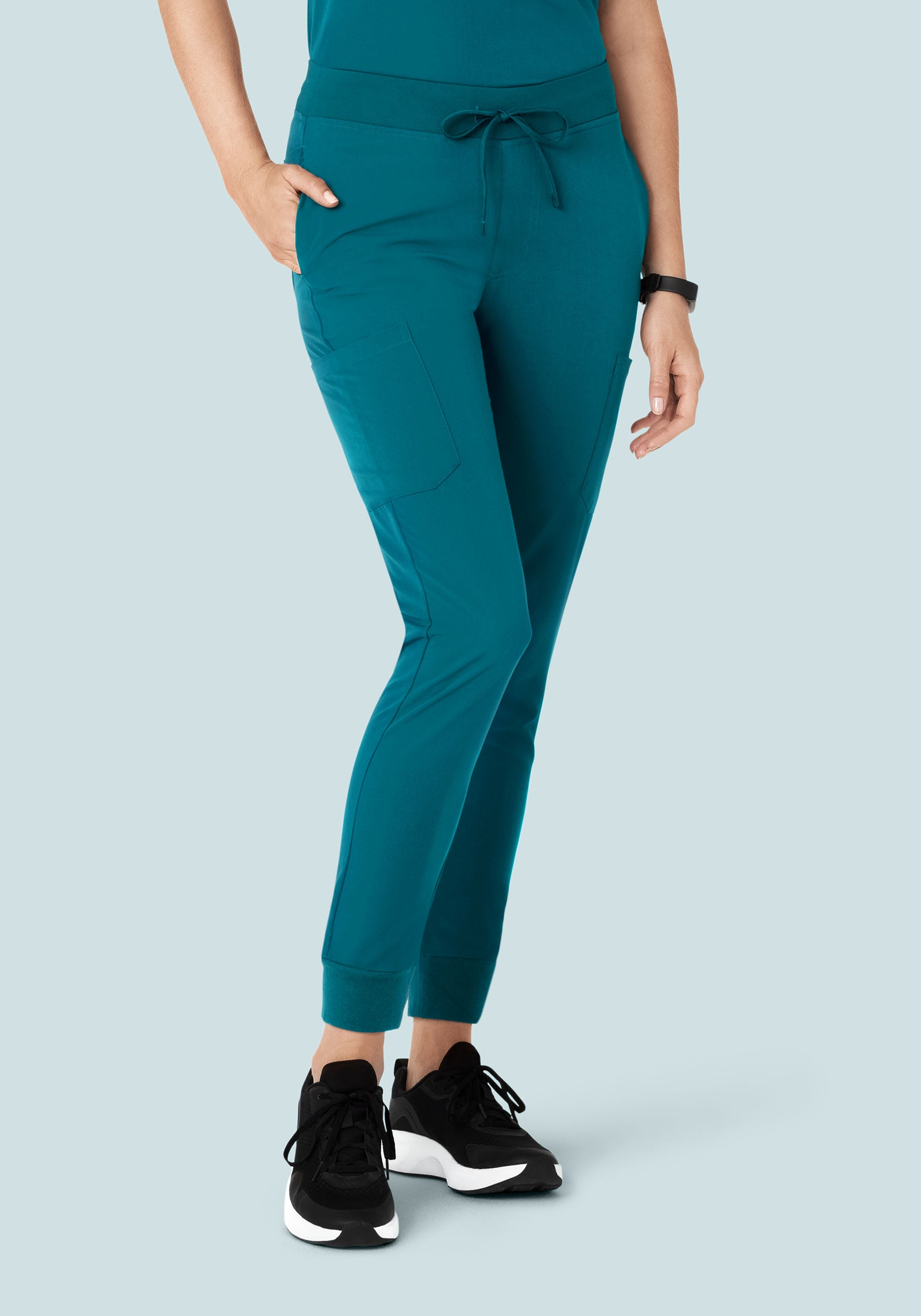 Women's Mid-Rise 9-Pocket Jogger Scrub Pants - Peacock | Mandala