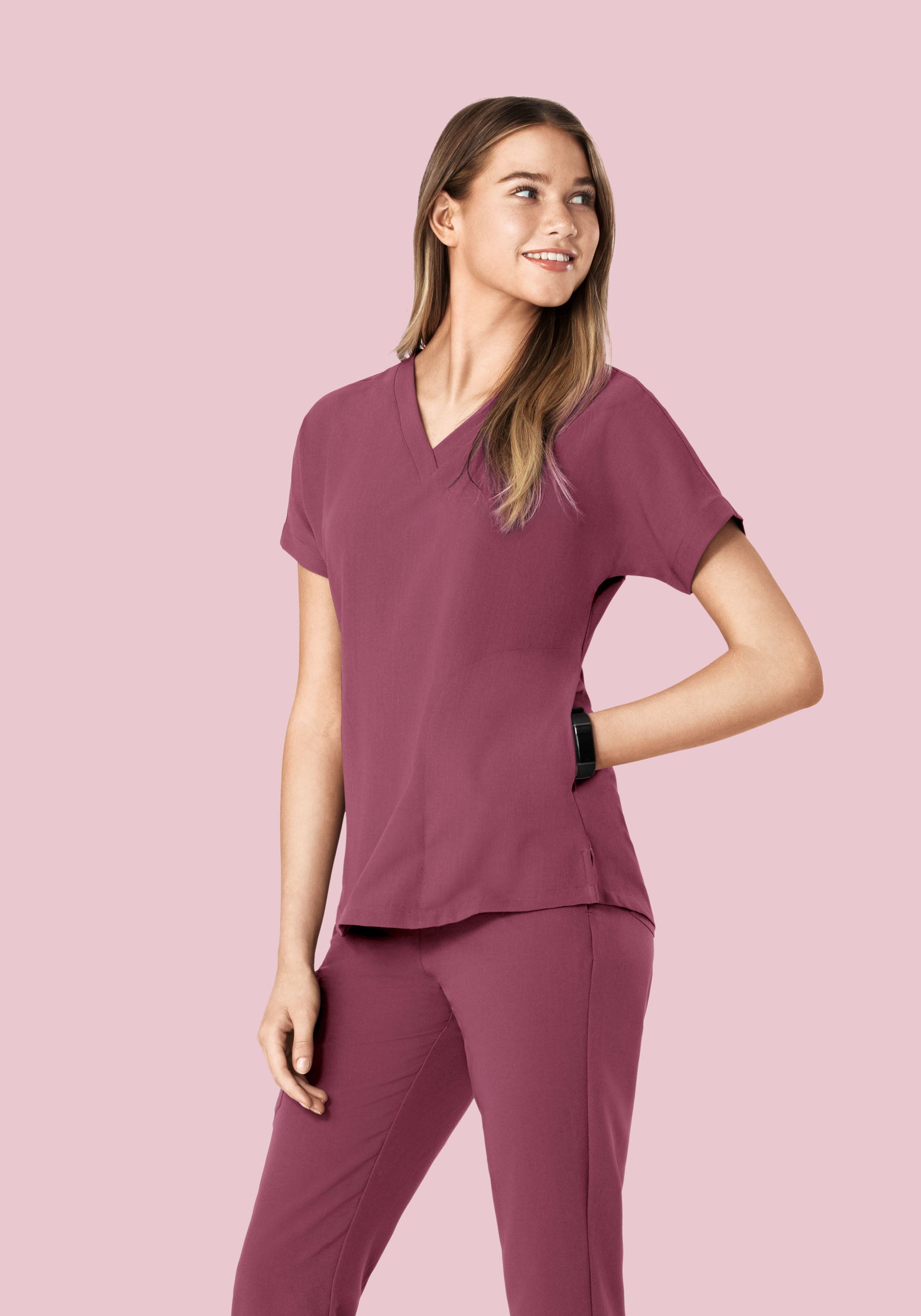 Oversized V Neck Top Deep Mauve