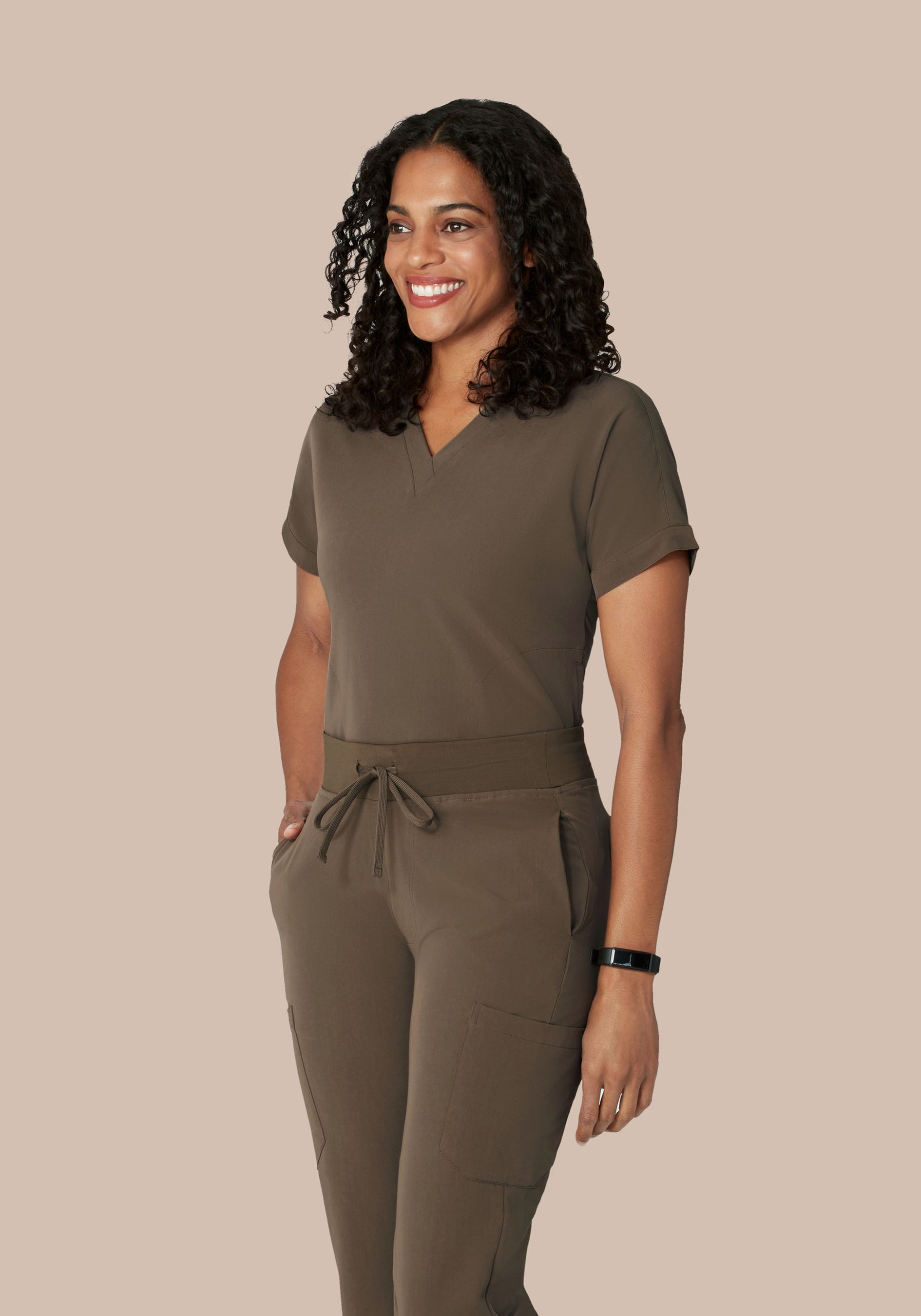 Oversized V Neck Top Truffle