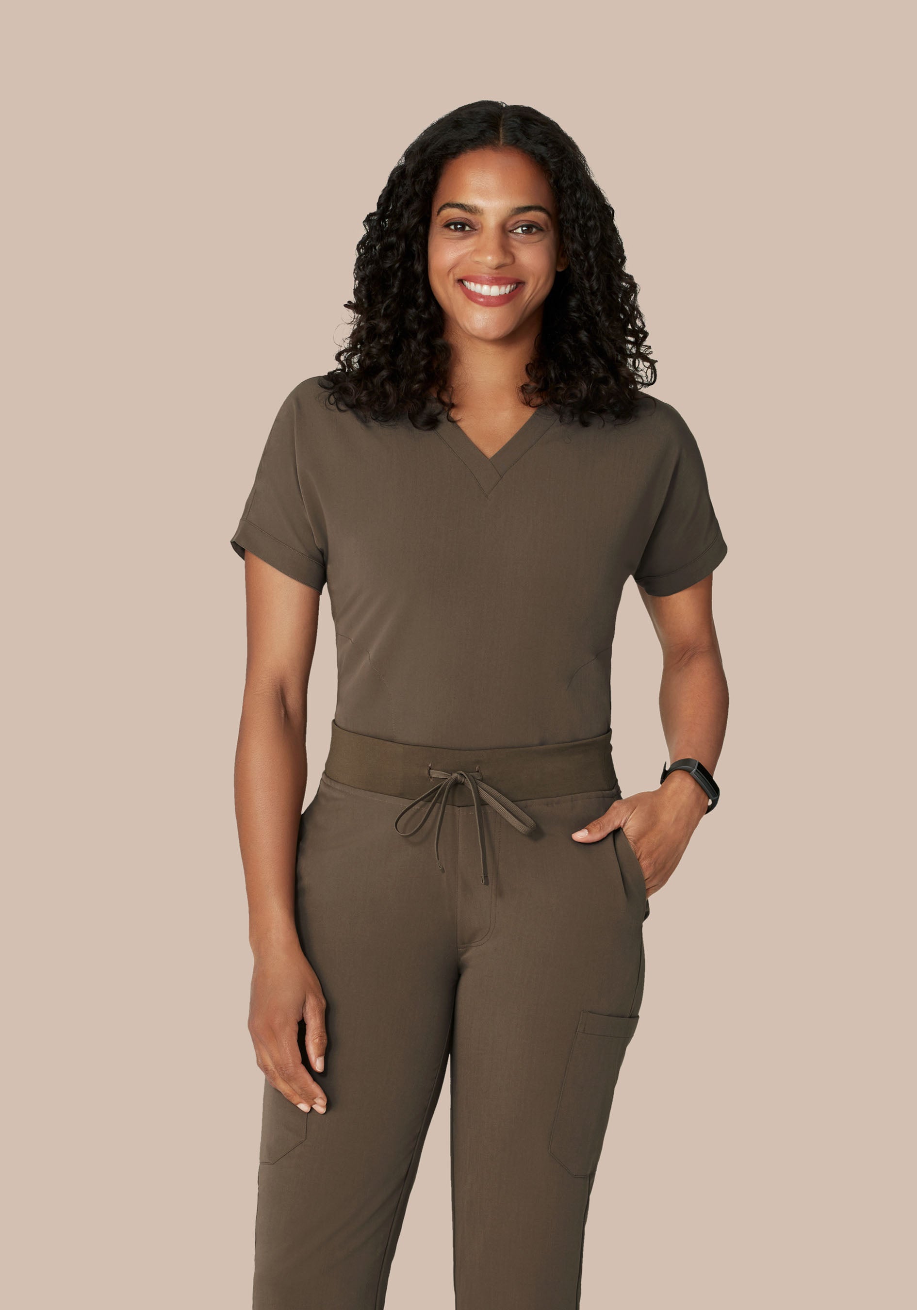 Oversized V Neck Top Truffle