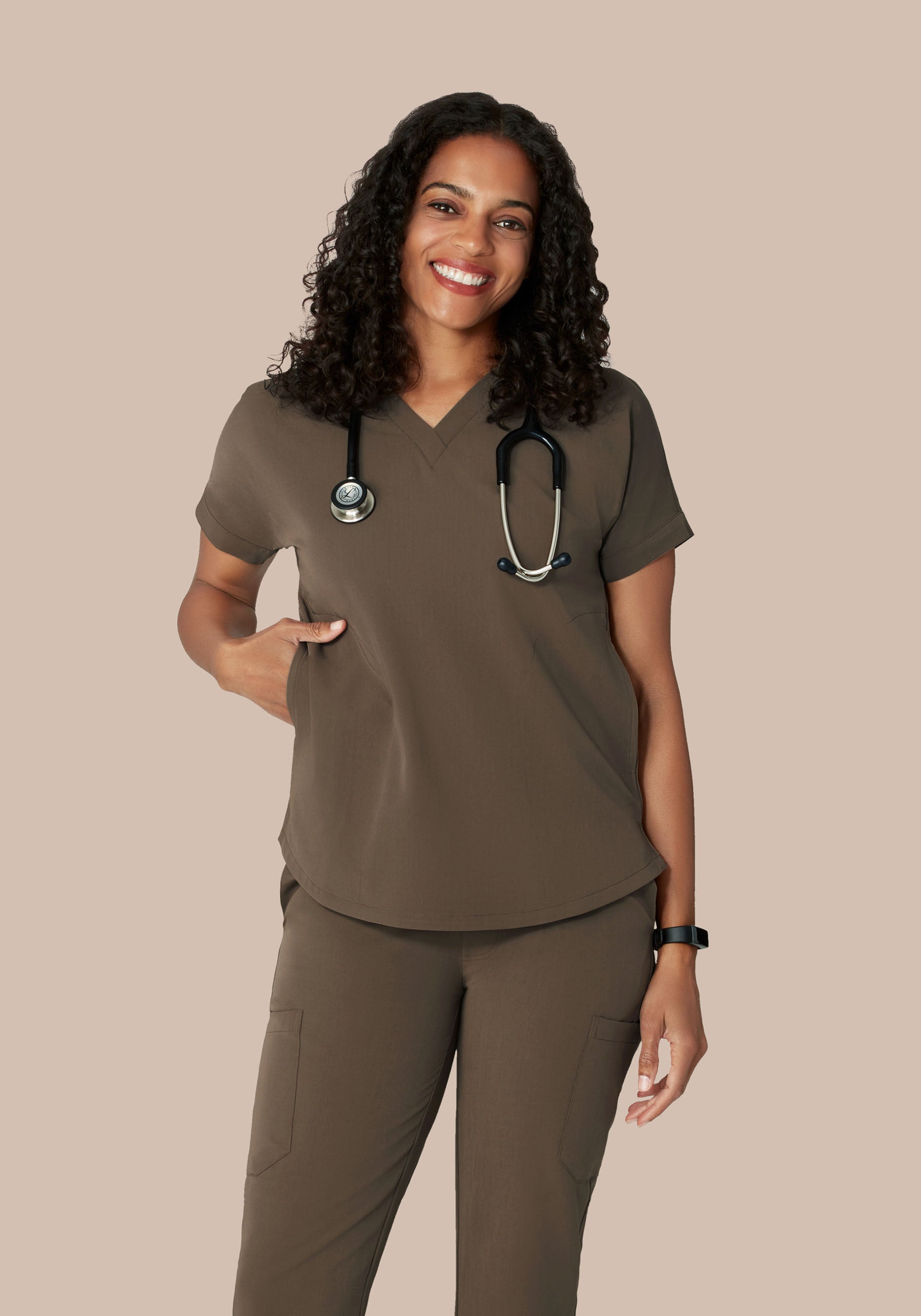 Oversized V Neck Top Truffle