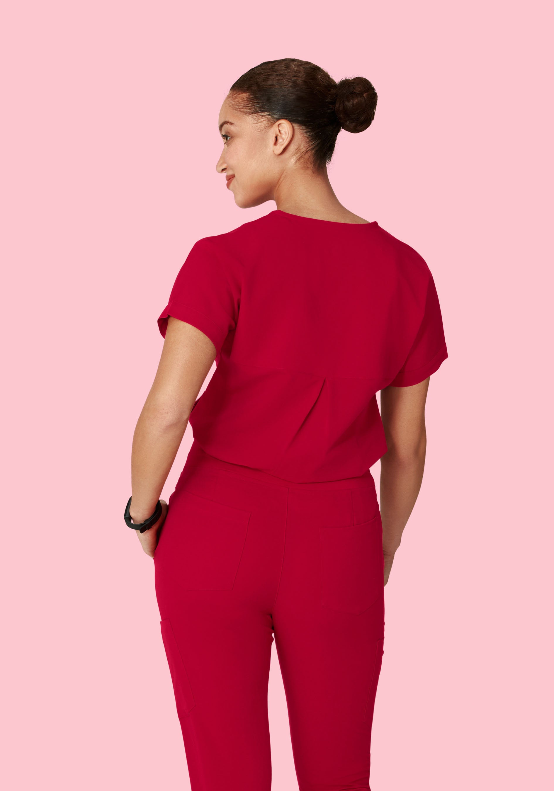 Oversized V Neck Top Crimson