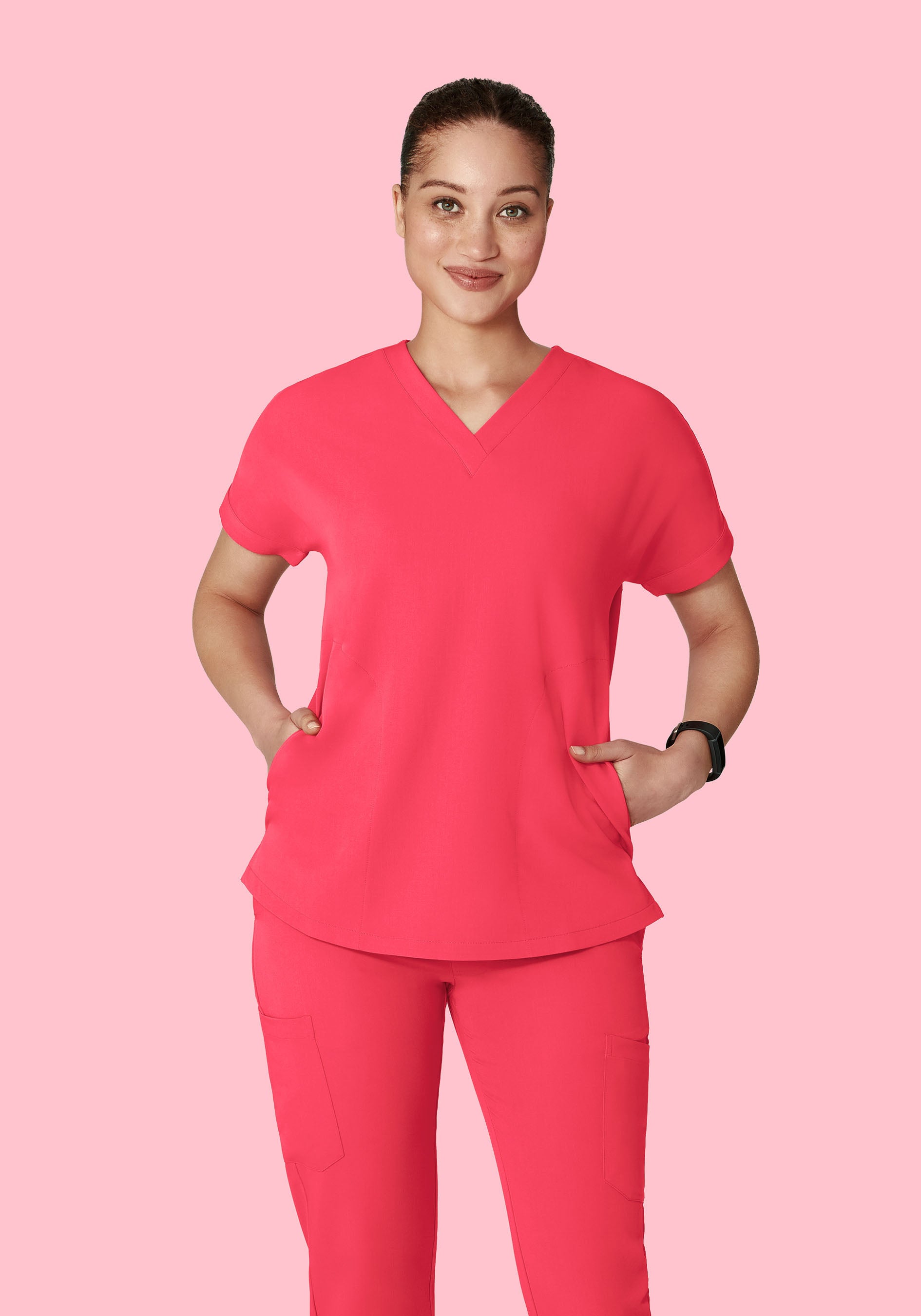 Oversized V Neck Top Paradise Pink