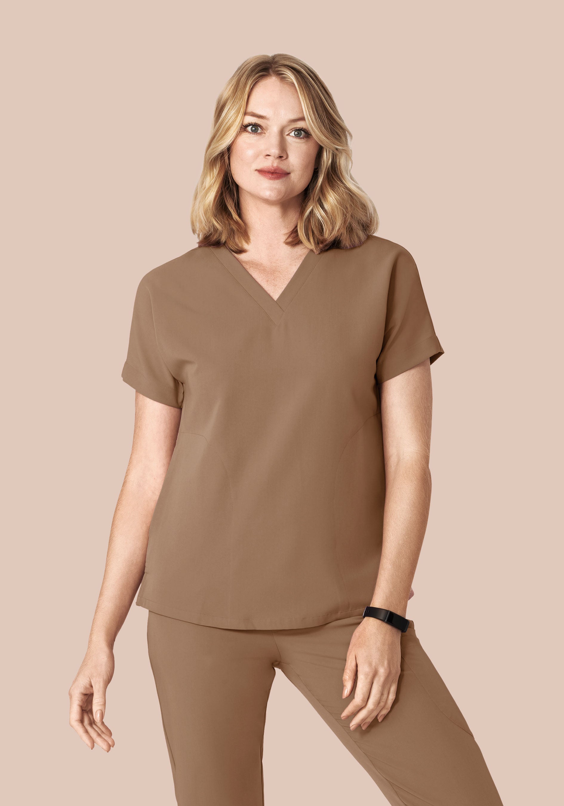 Oversized V Neck Top Mocha