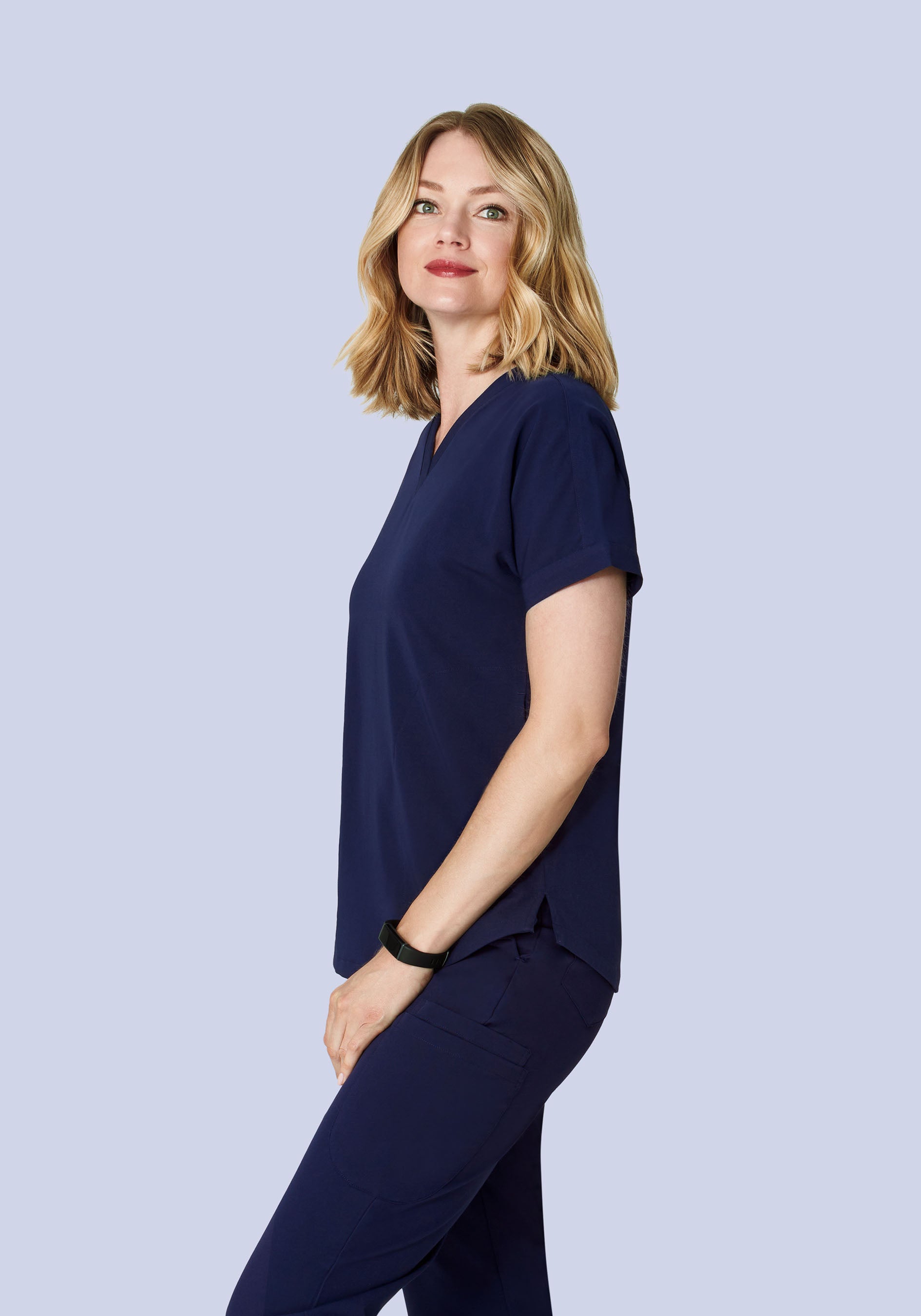 Oversized V Neck Top Navy