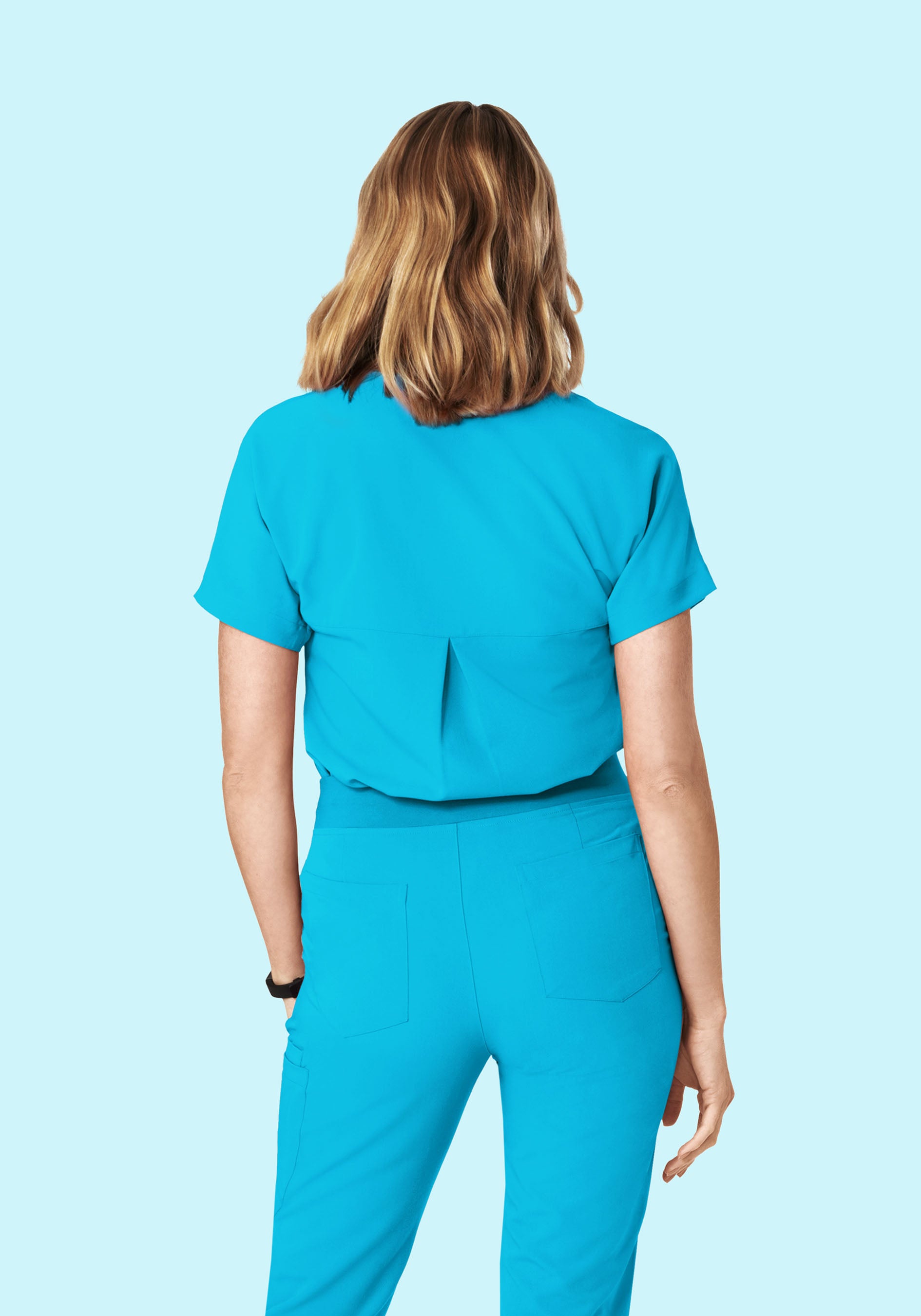 Oversized V Neck Top Pacific Blue