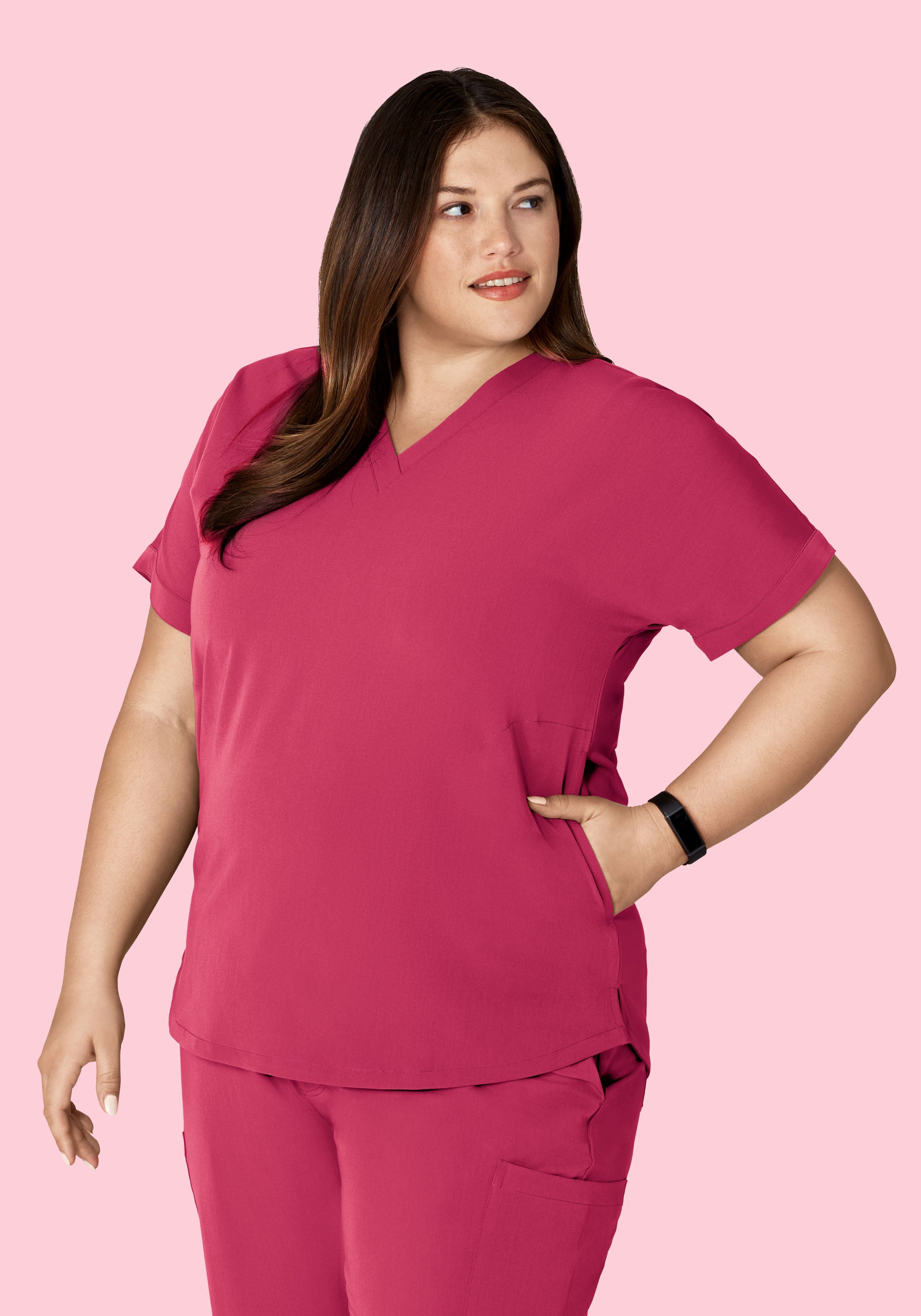 Oversized V Neck Top Deep Magenta