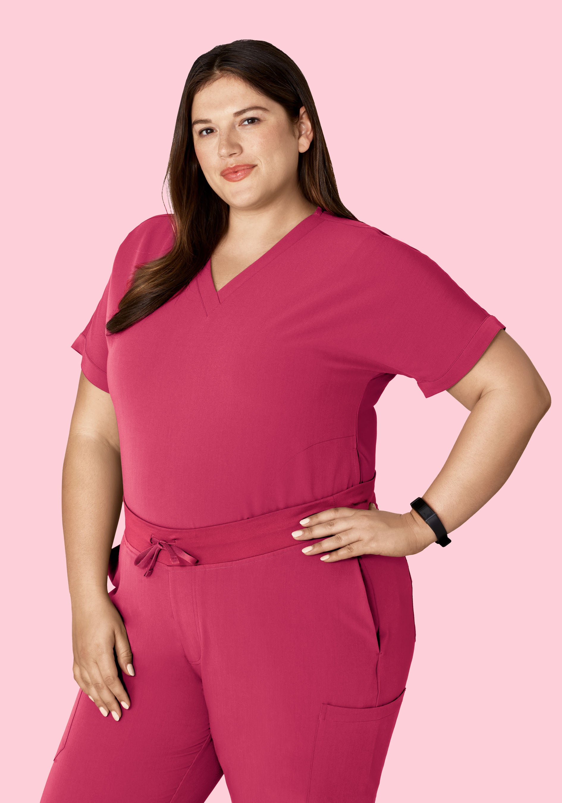 Oversized V Neck Top Deep Magenta