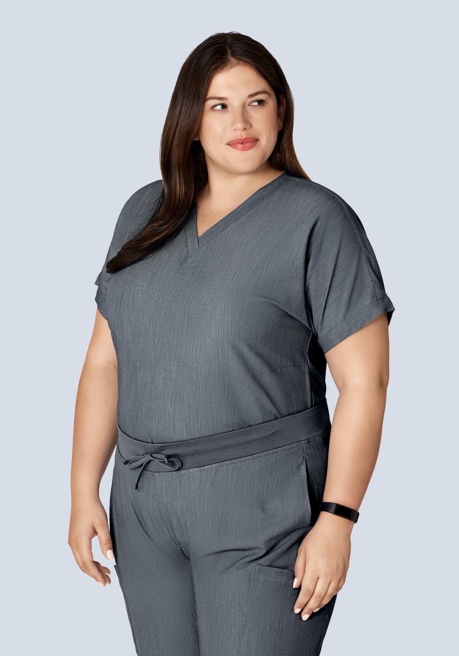 Oversized V Neck Top Gray