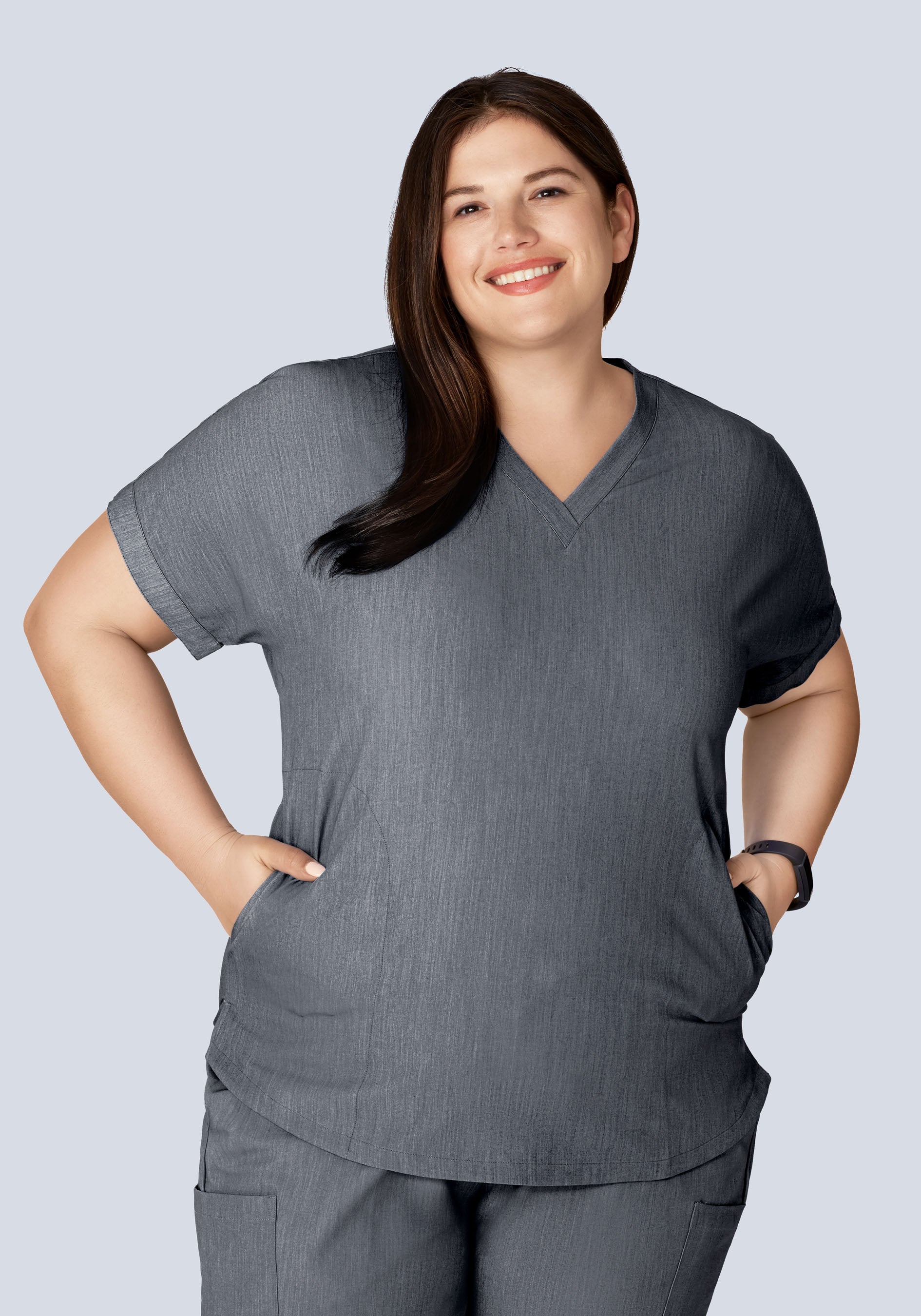 Oversized V Neck Top Gray