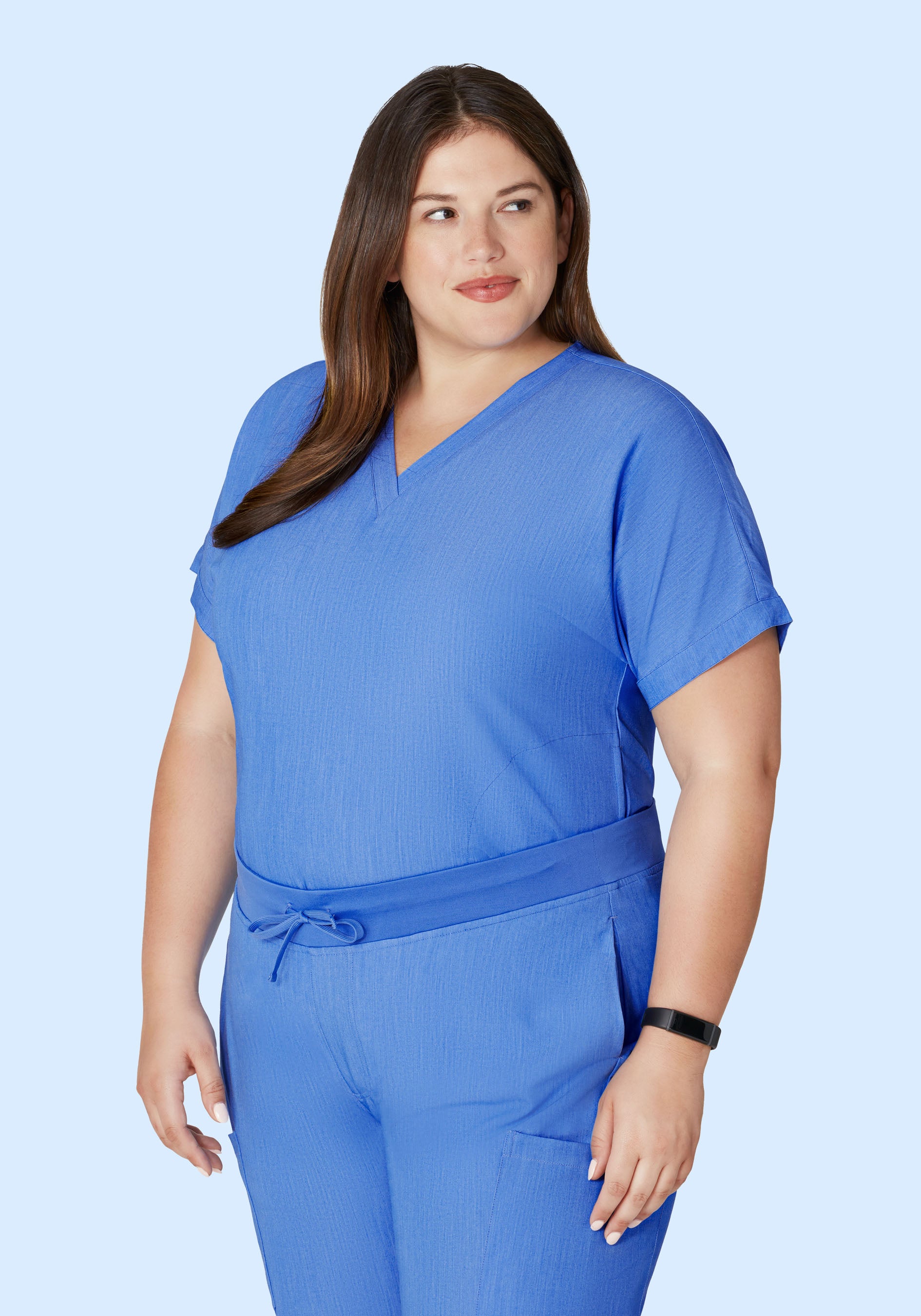 Oversized V Neck Top Heather Blue