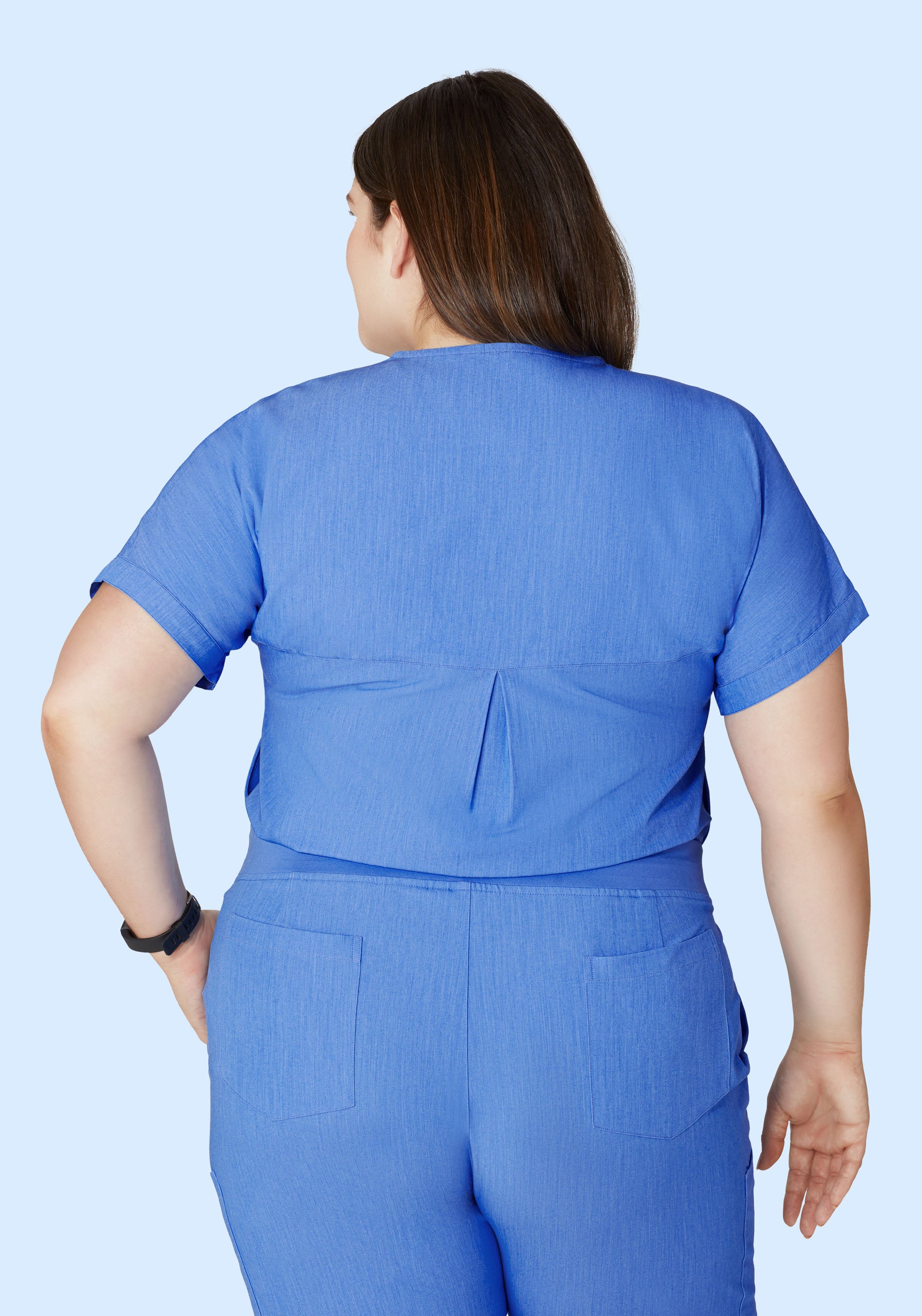 Oversized V Neck Top Heather Blue