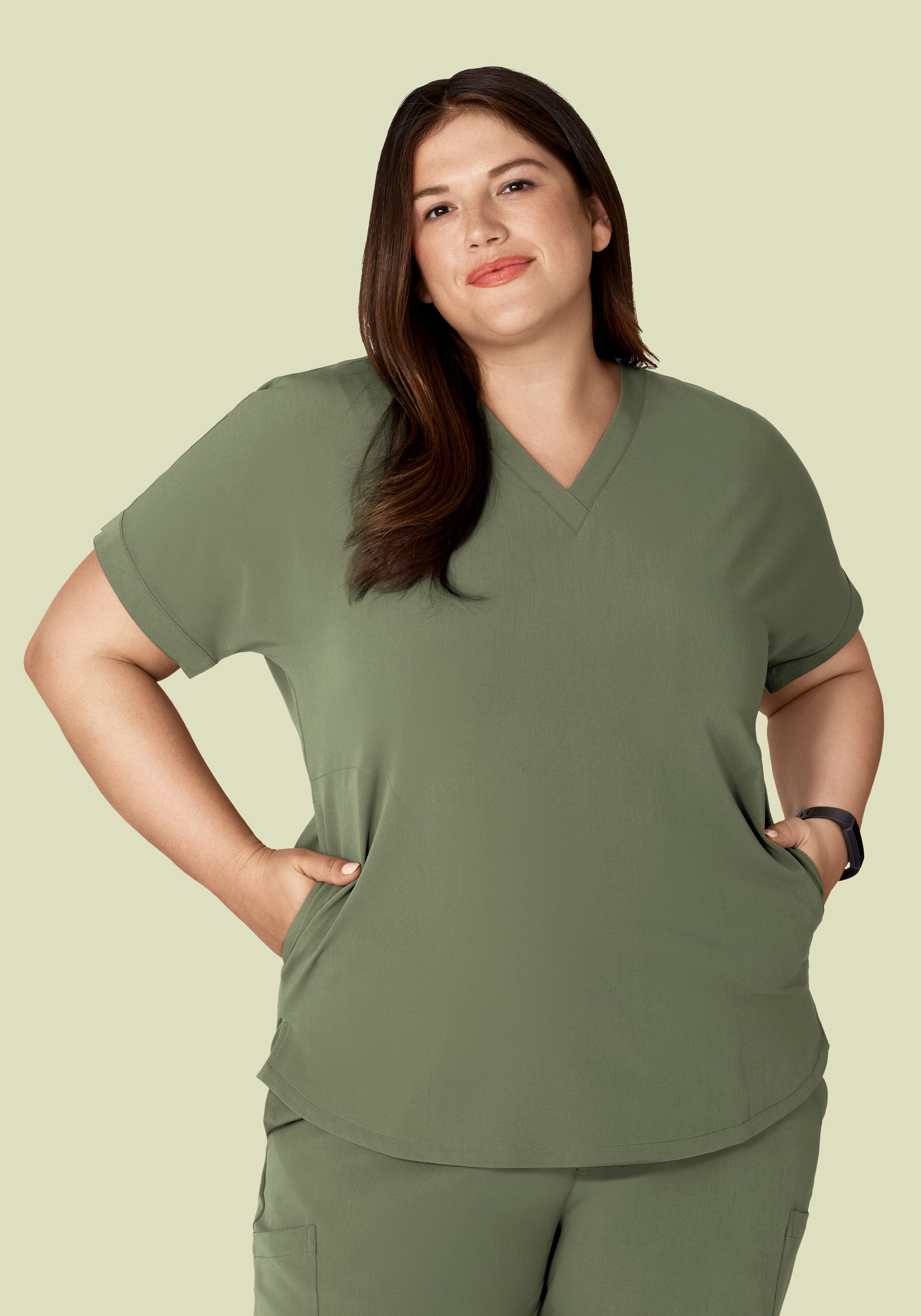 Oversized V Neck Top Sage