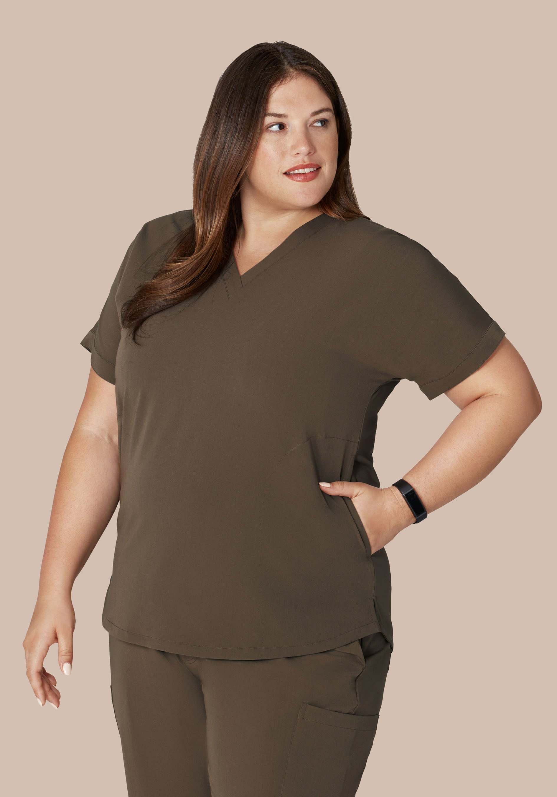 Oversized V Neck Top Truffle