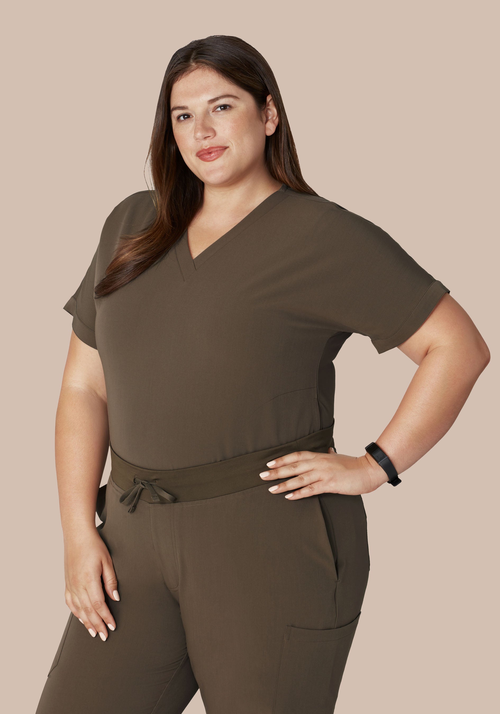 Oversized V Neck Top Truffle