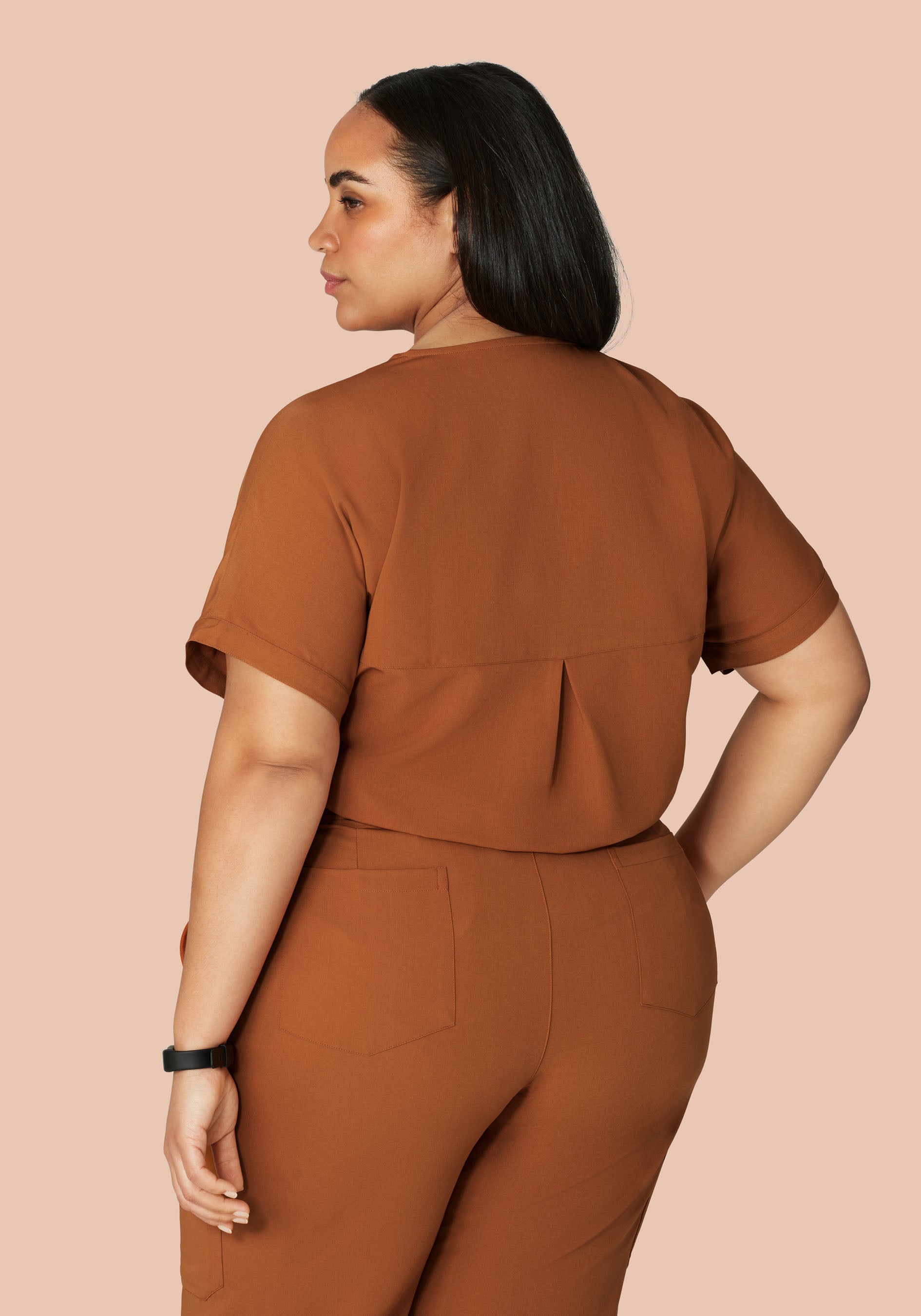 Oversized V Neck Top Roasted Pecan