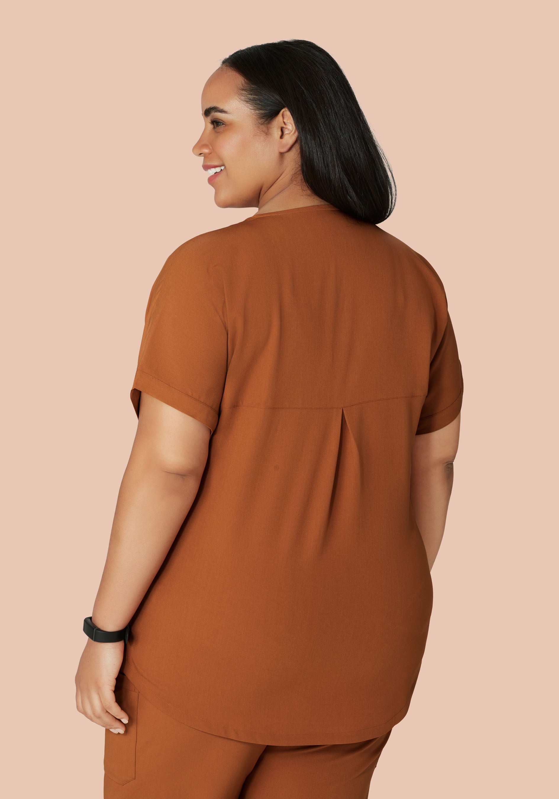 Oversized V Neck Top Roasted Pecan