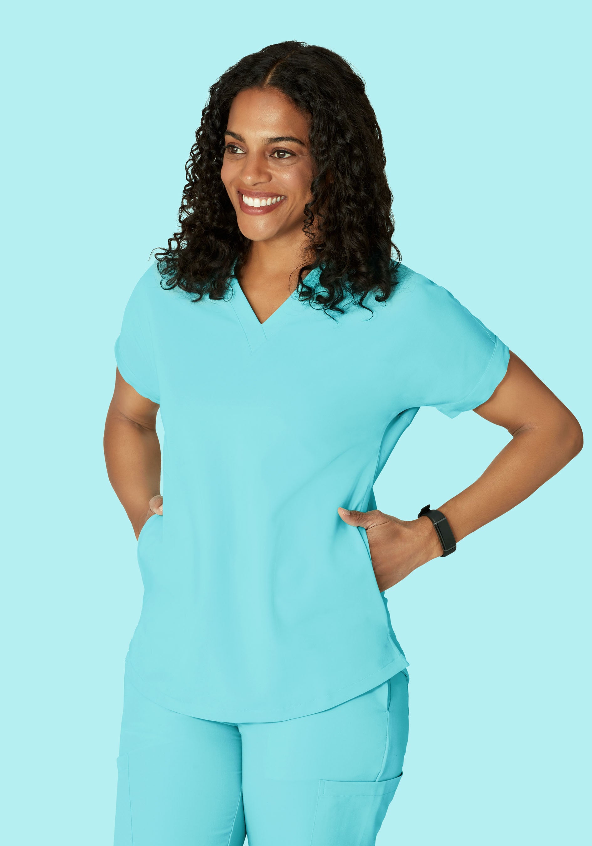 Oversized V Neck Top Aqua