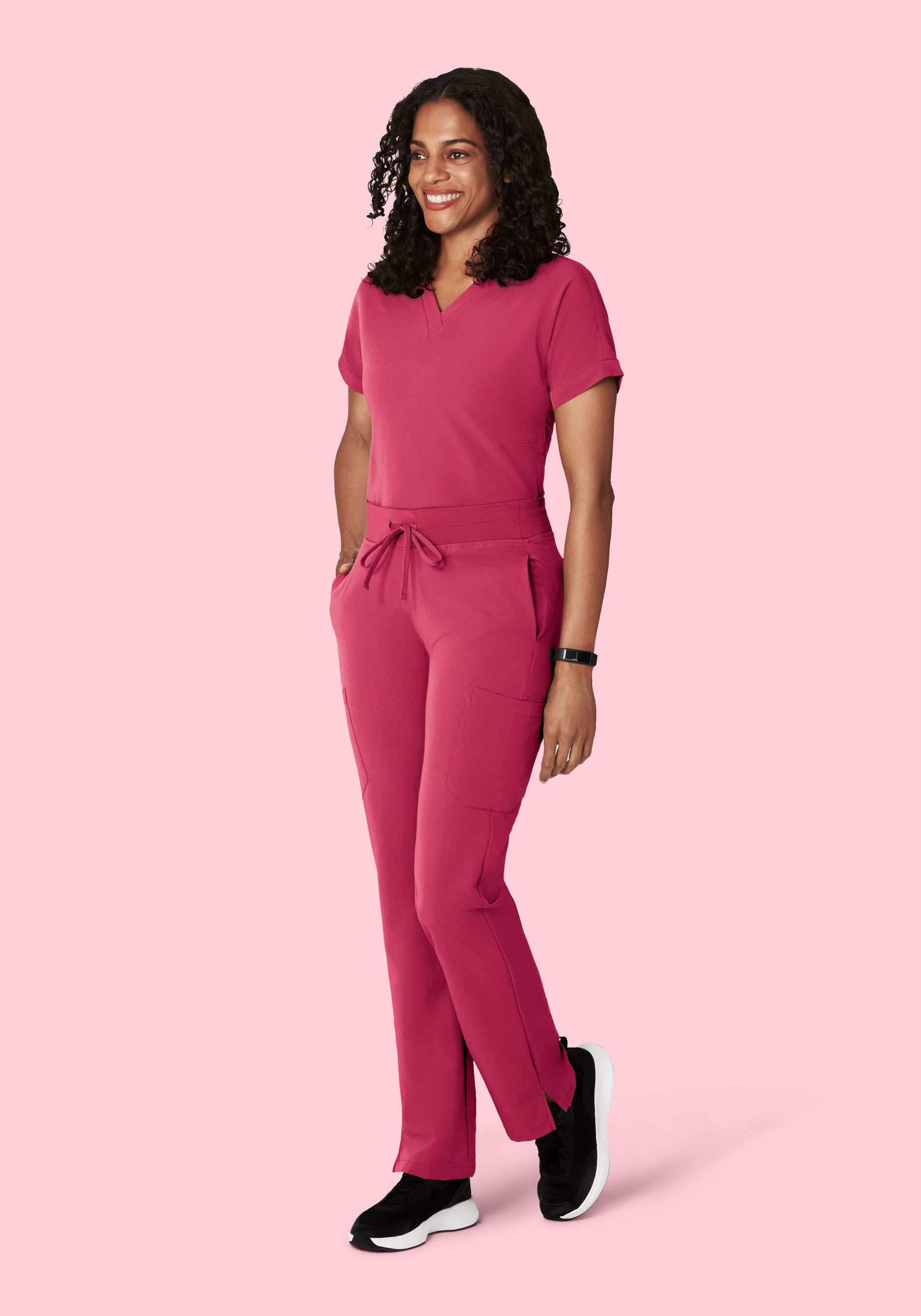 Oversized V Neck Top Deep Magenta