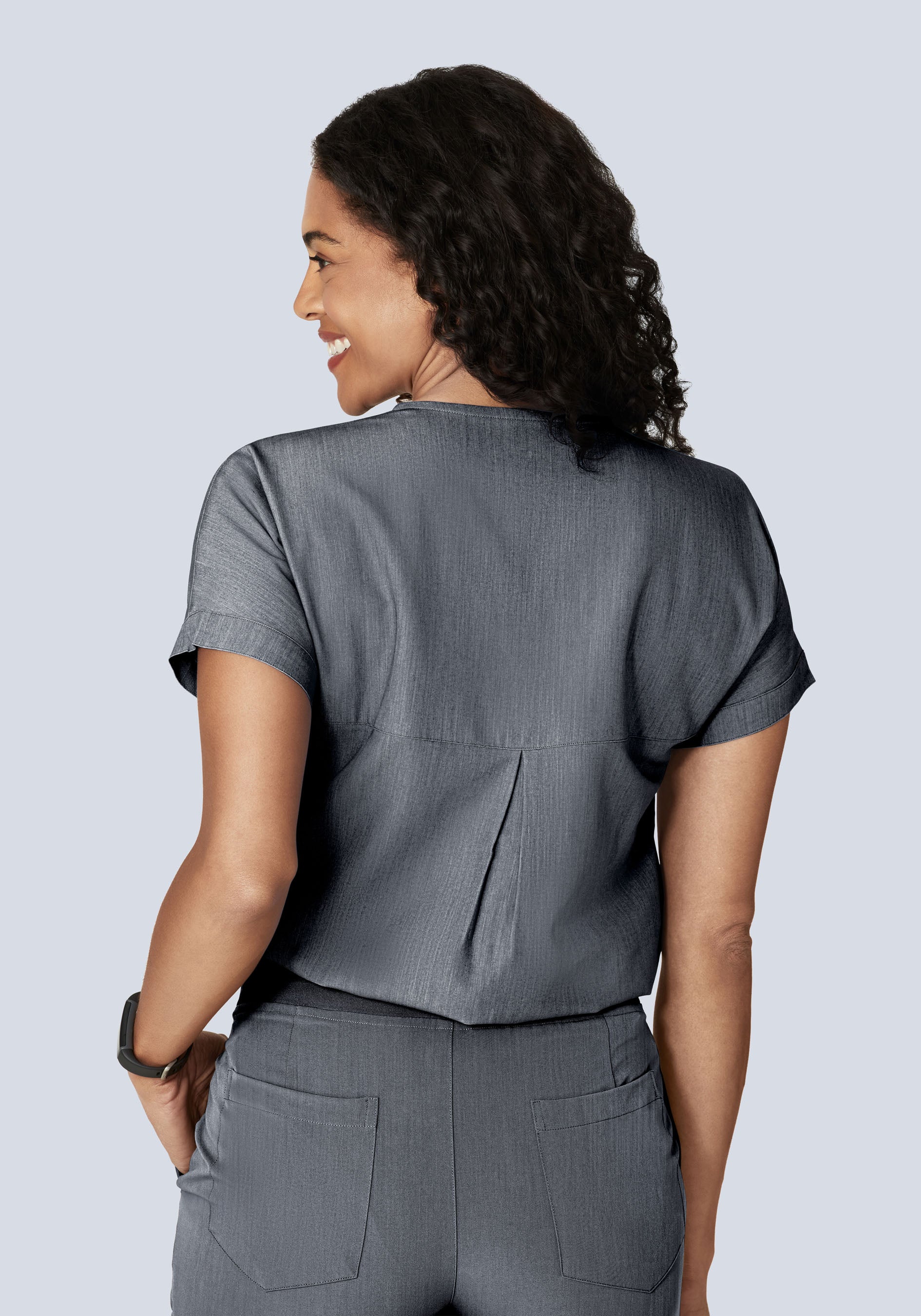 Oversized V Neck Top Gray