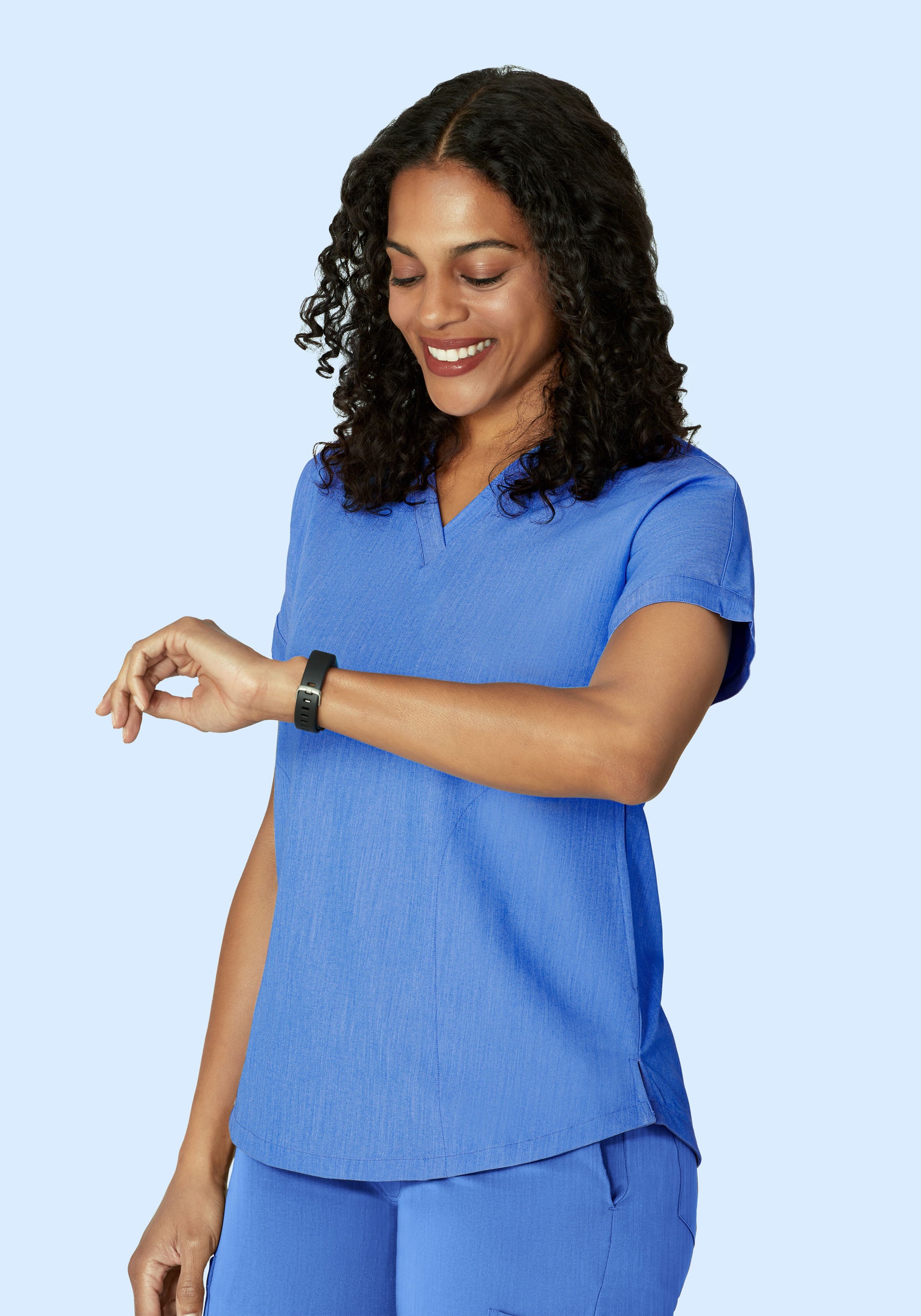 Oversized V Neck Top Heather Blue