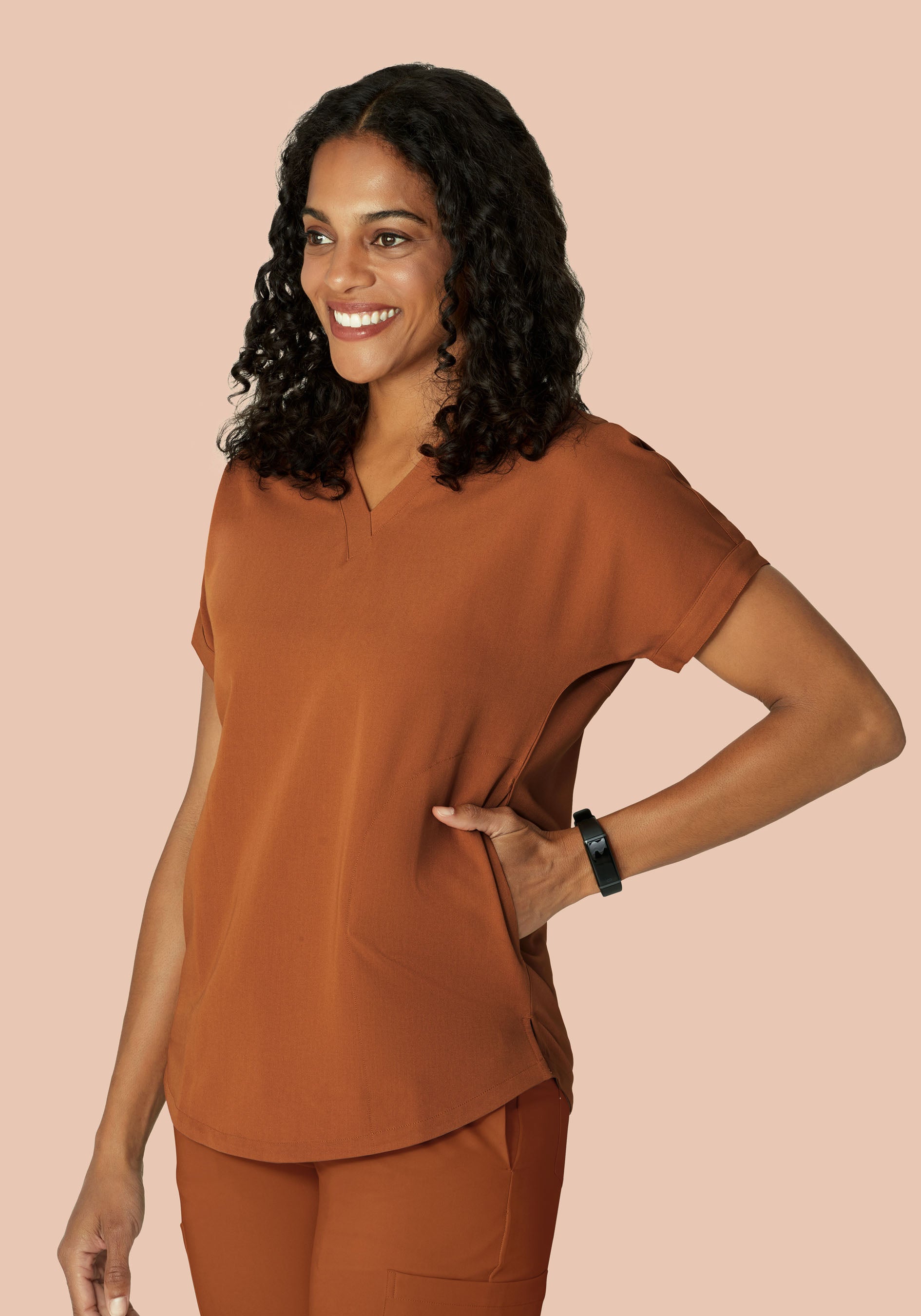 Oversized V Neck Top Roasted Pecan