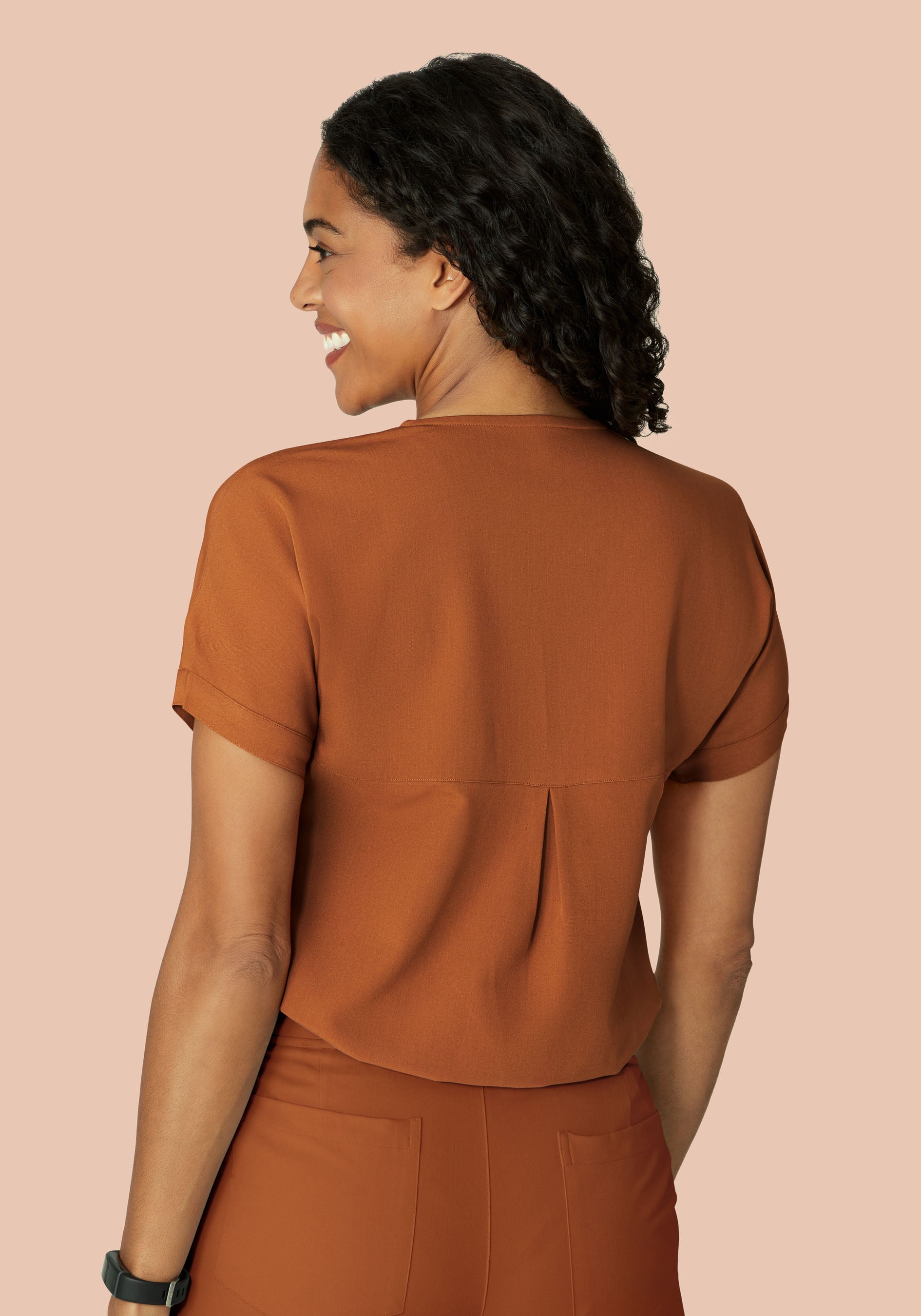 Oversized V Neck Top Roasted Pecan