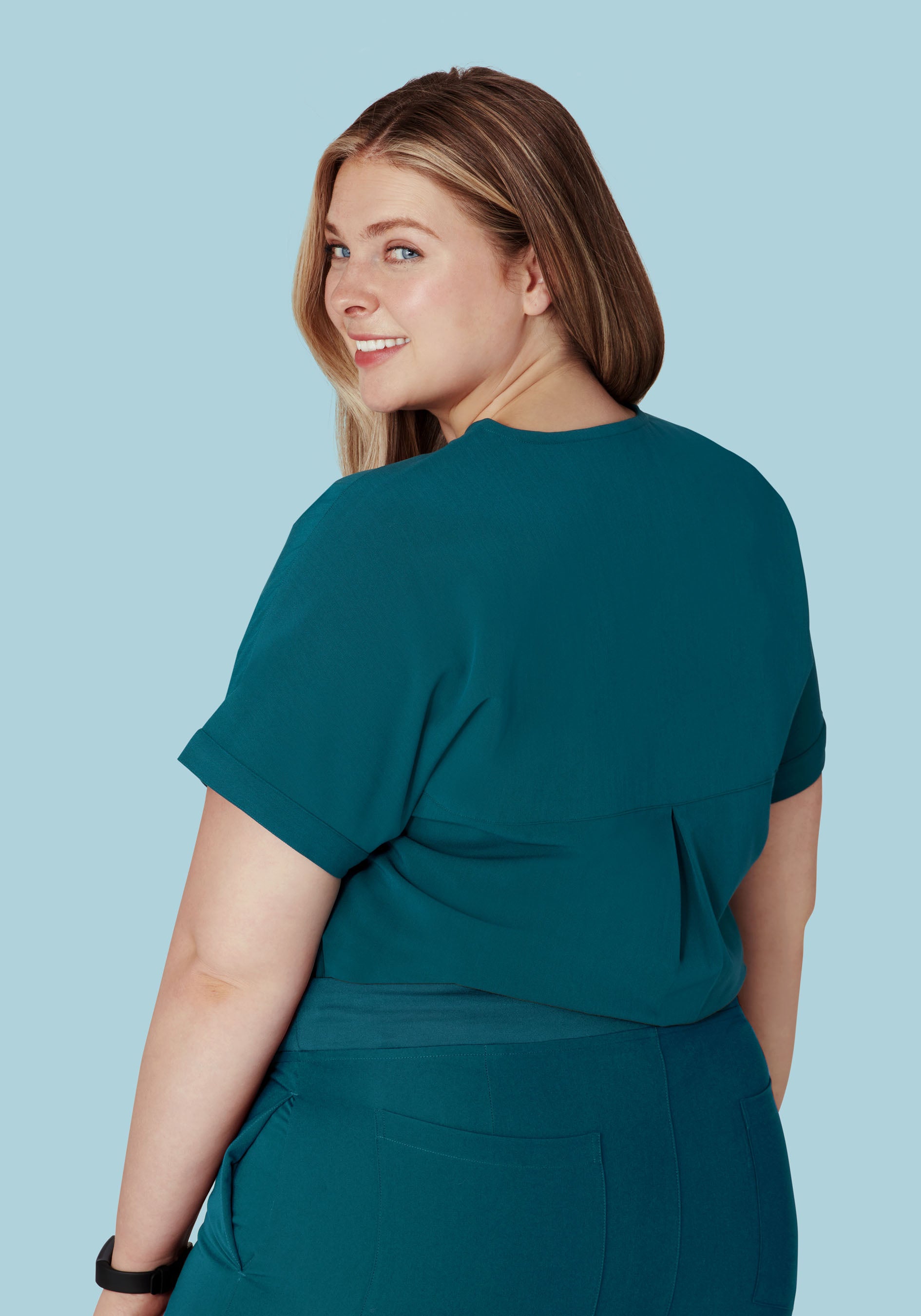 Oversized V Neck Top Caribbean Blue