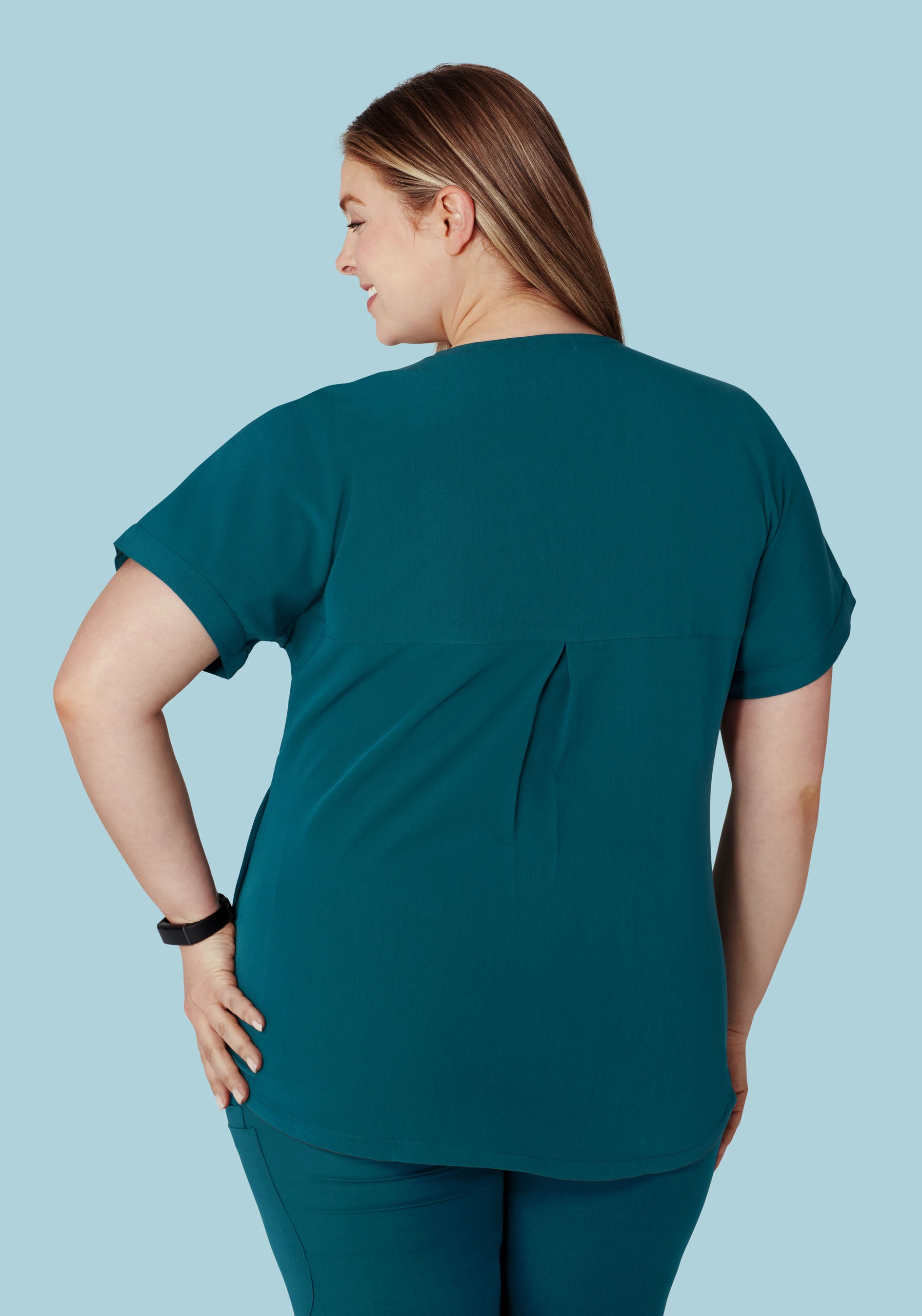 Oversized V Neck Top Caribbean Blue