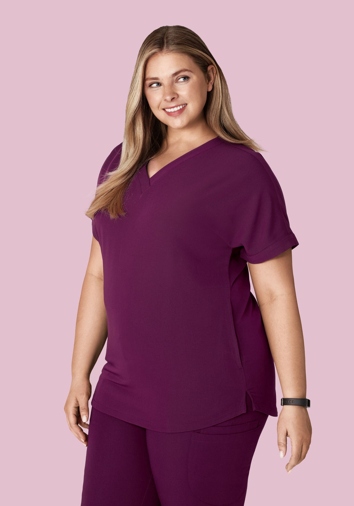 Oversized V Neck Top Plum