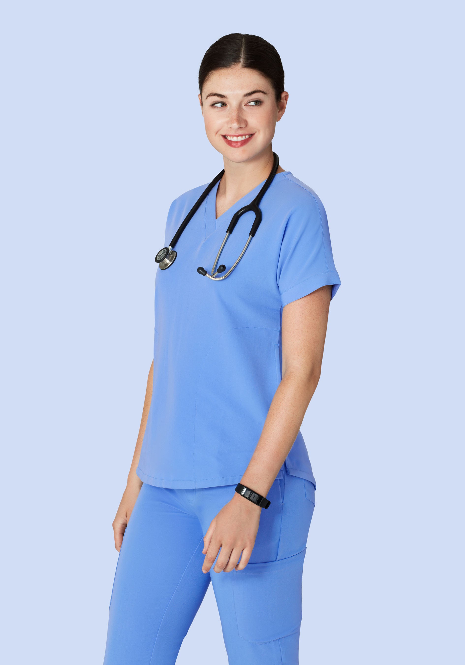 Oversized V Neck Top Ceil Blue