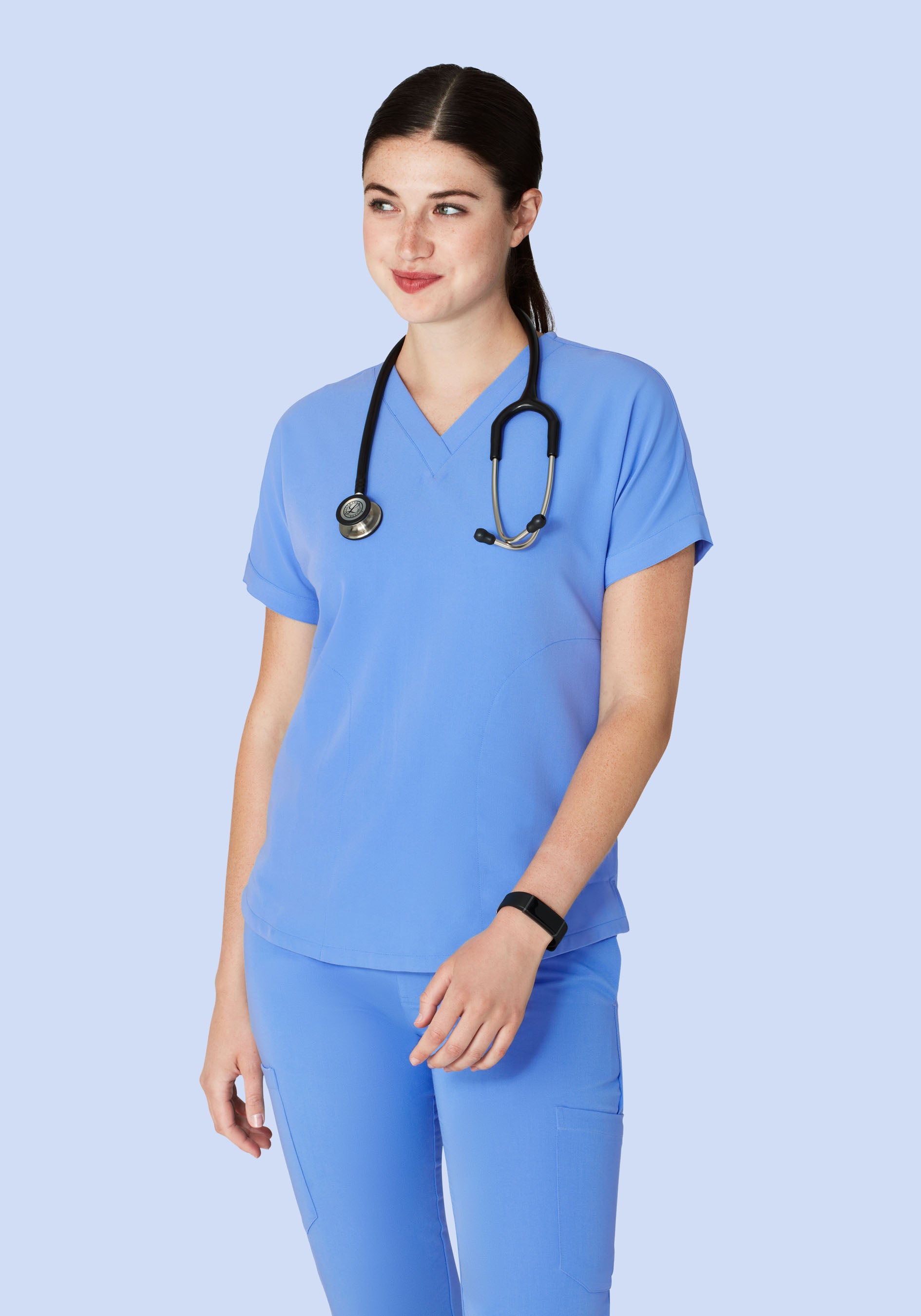 Oversized V Neck Top Ceil Blue