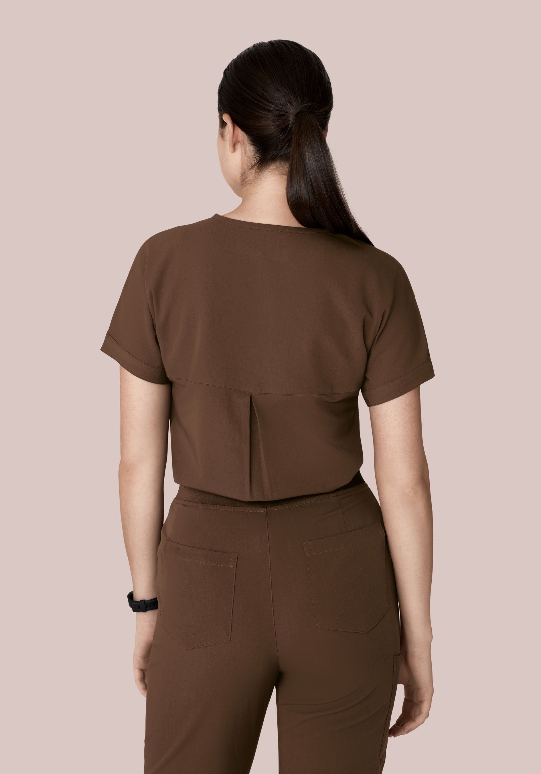 Oversized V Neck Top Chocolate Brown