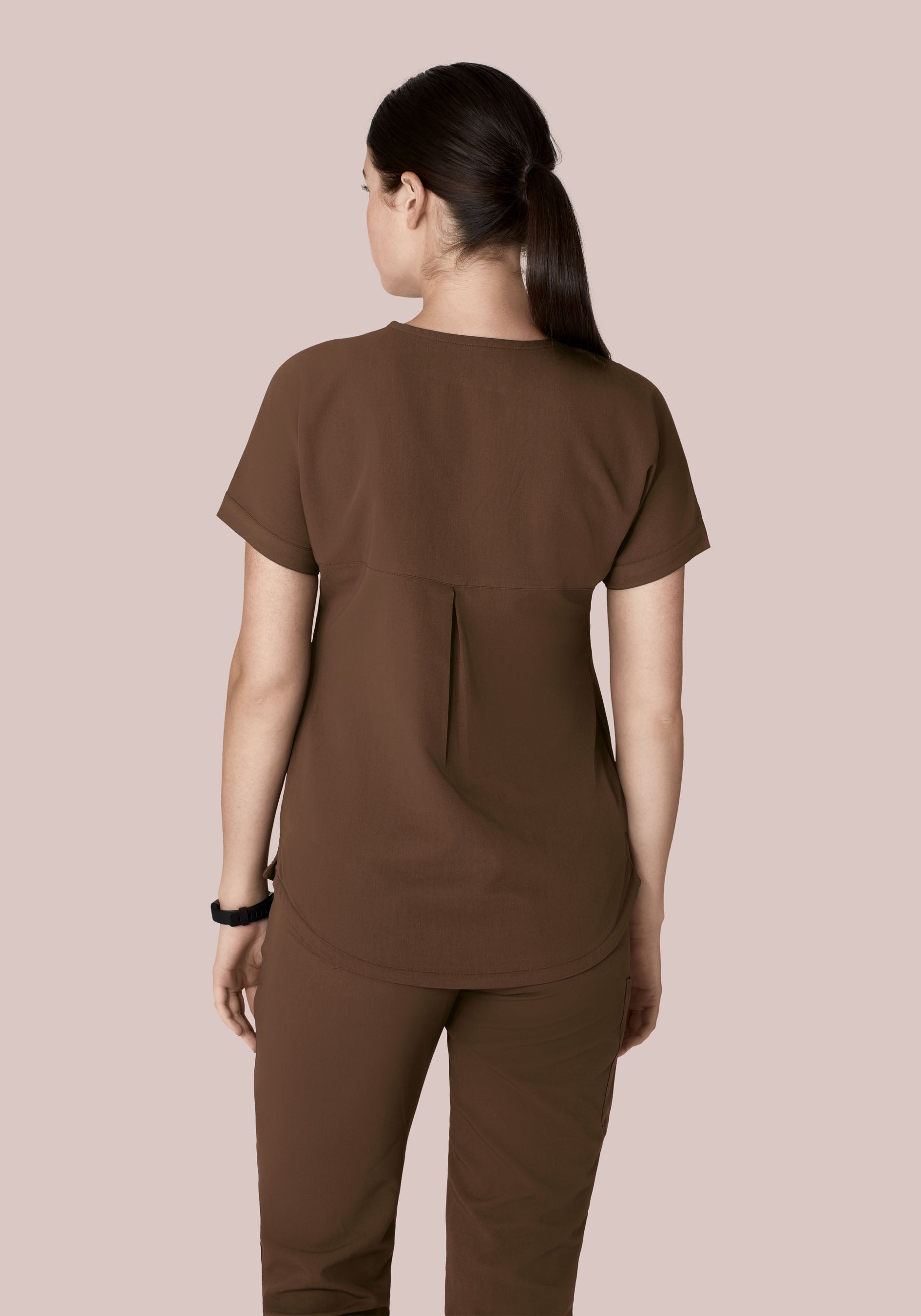 Oversized V Neck Top Chocolate Brown