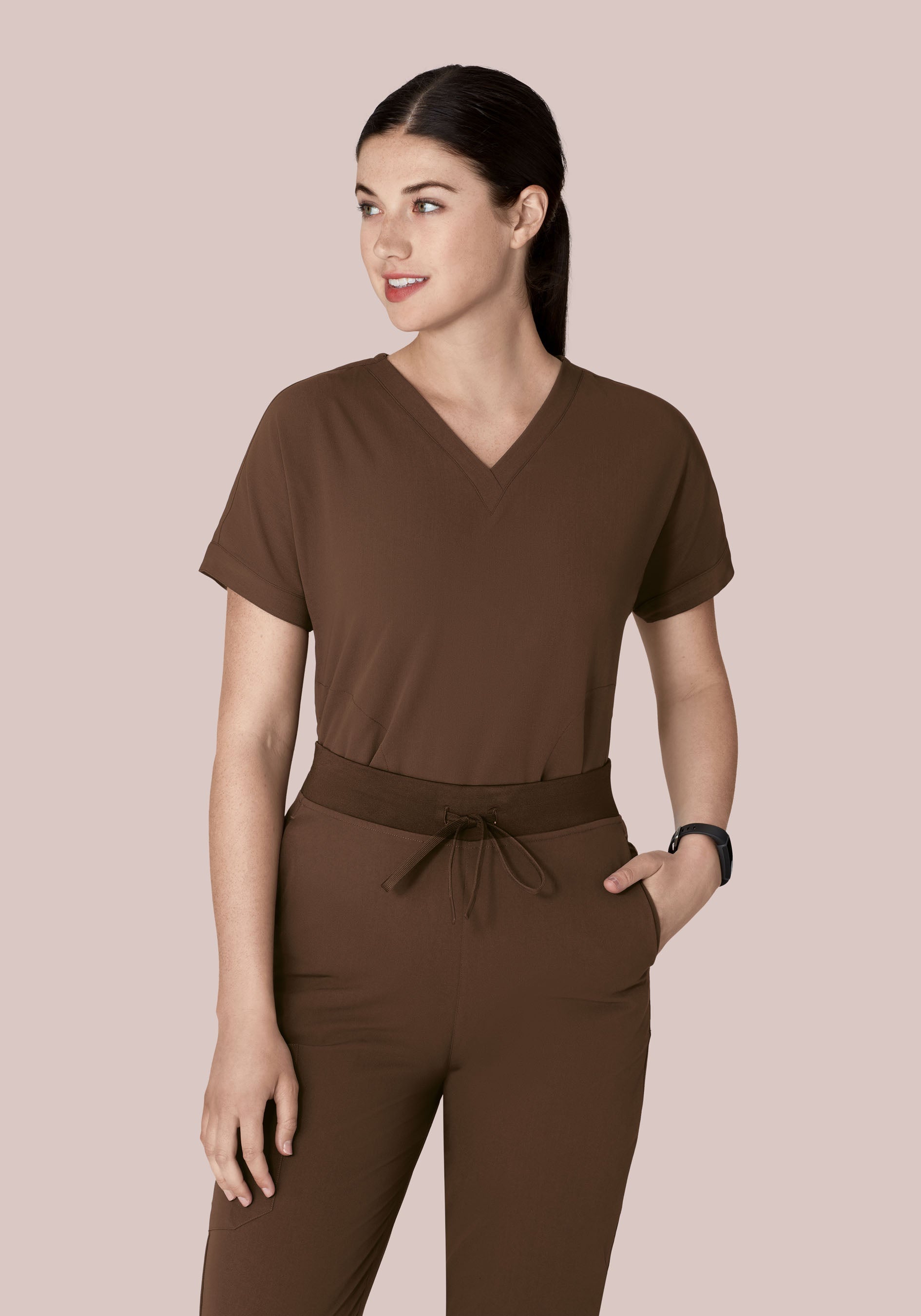 Oversized V Neck Top Chocolate Brown