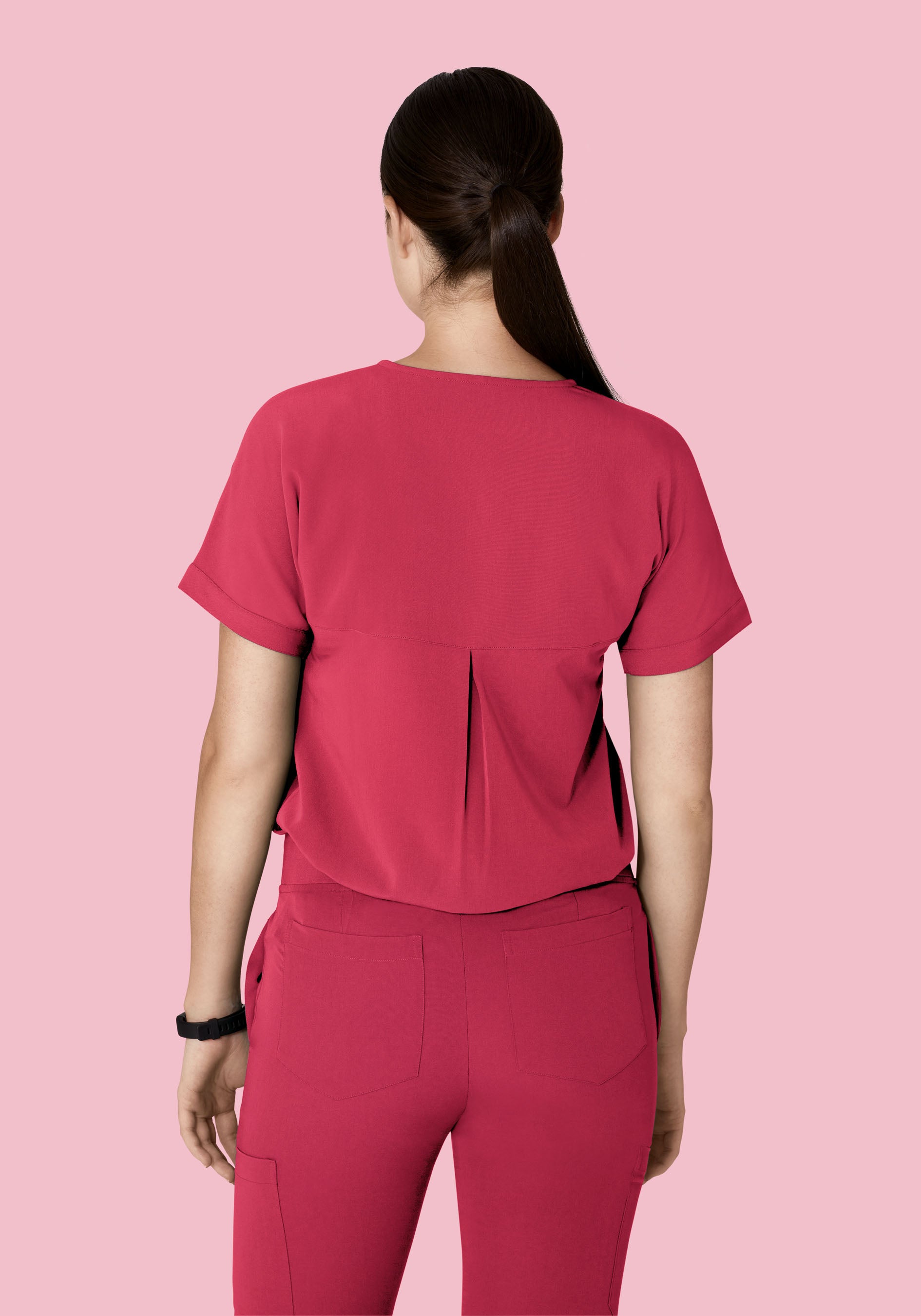Oversized V Neck Top Deep Rose