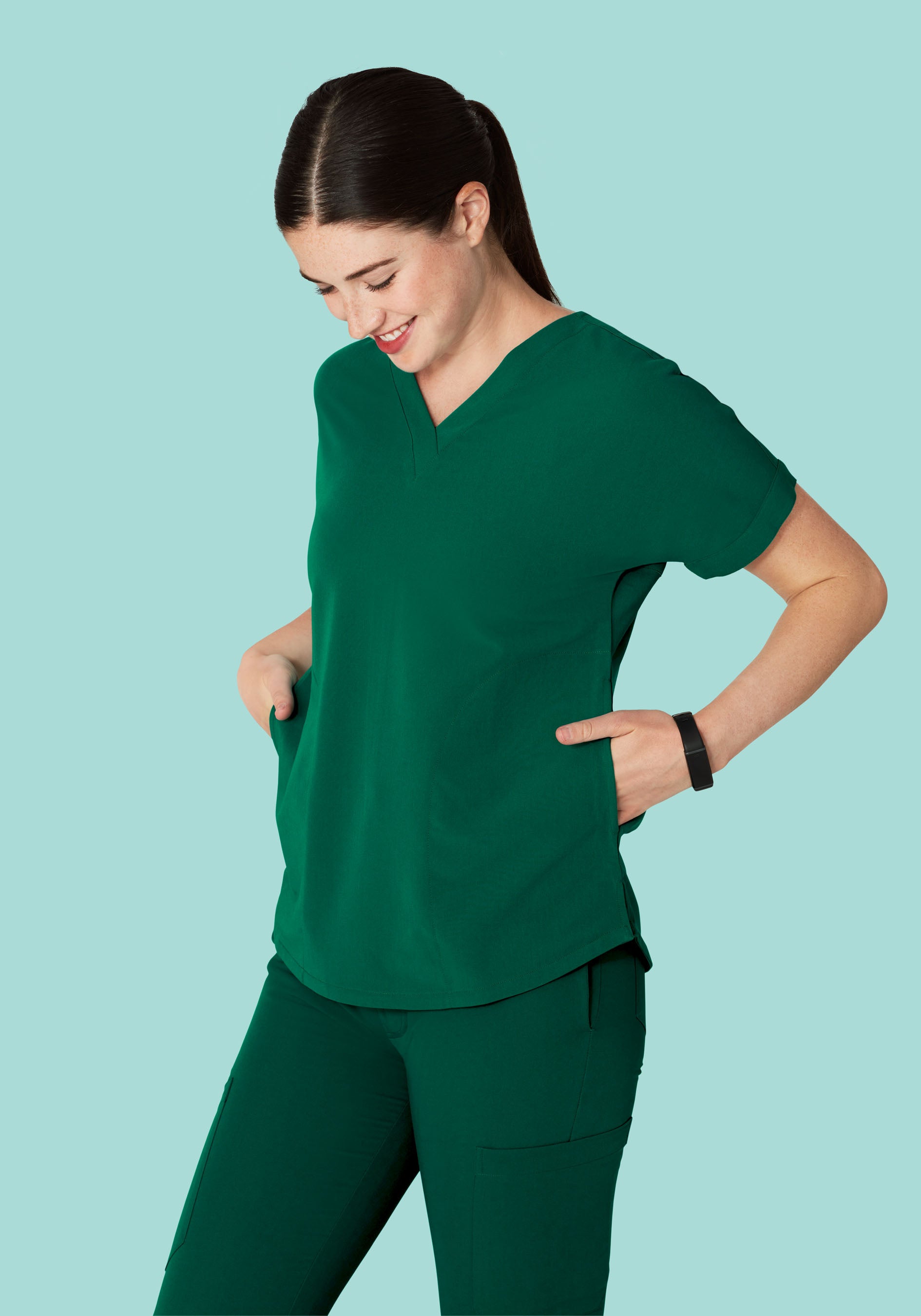 Oversized V Neck Top Hunter Green