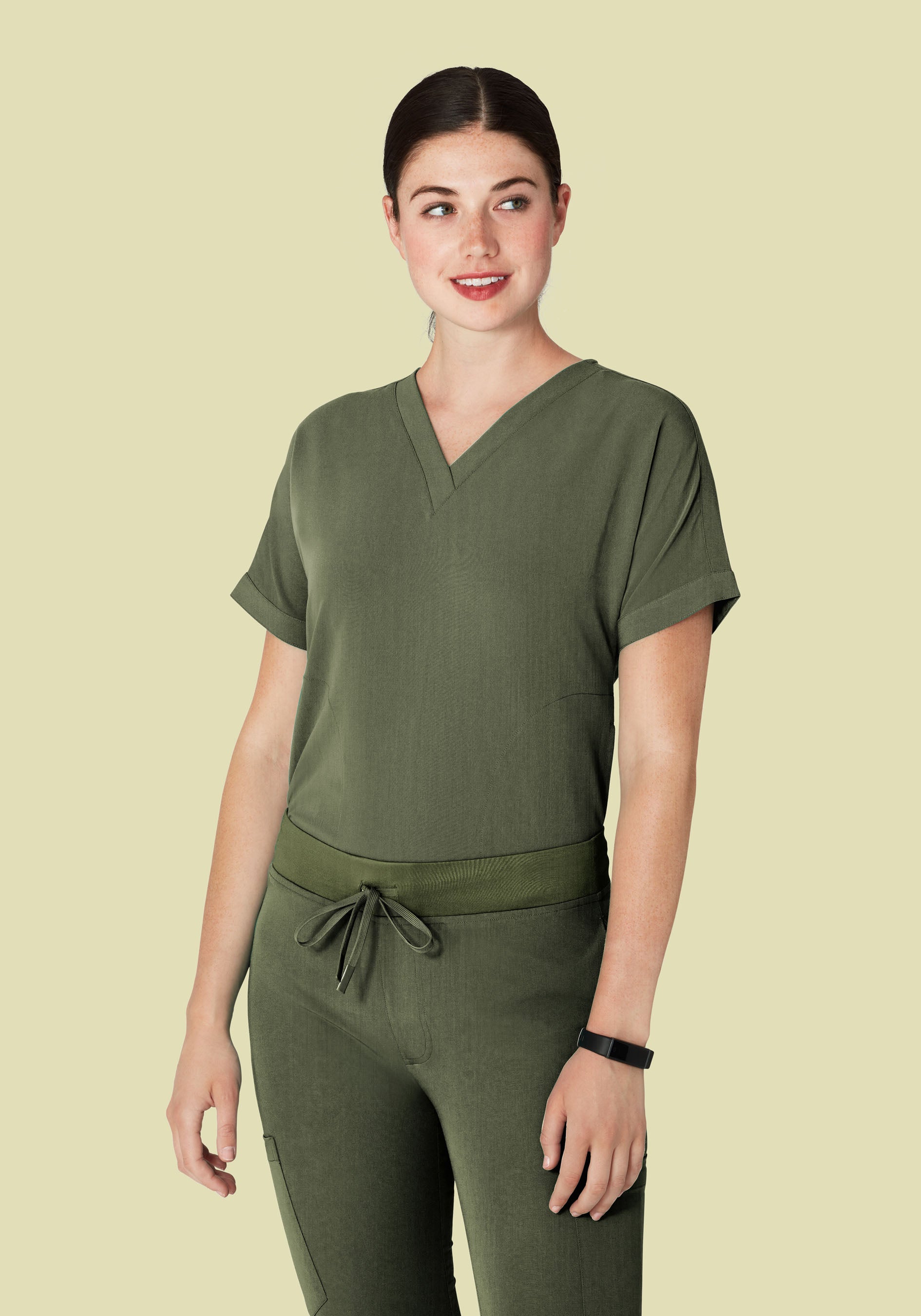 Oversized V Neck Top Heather Olive