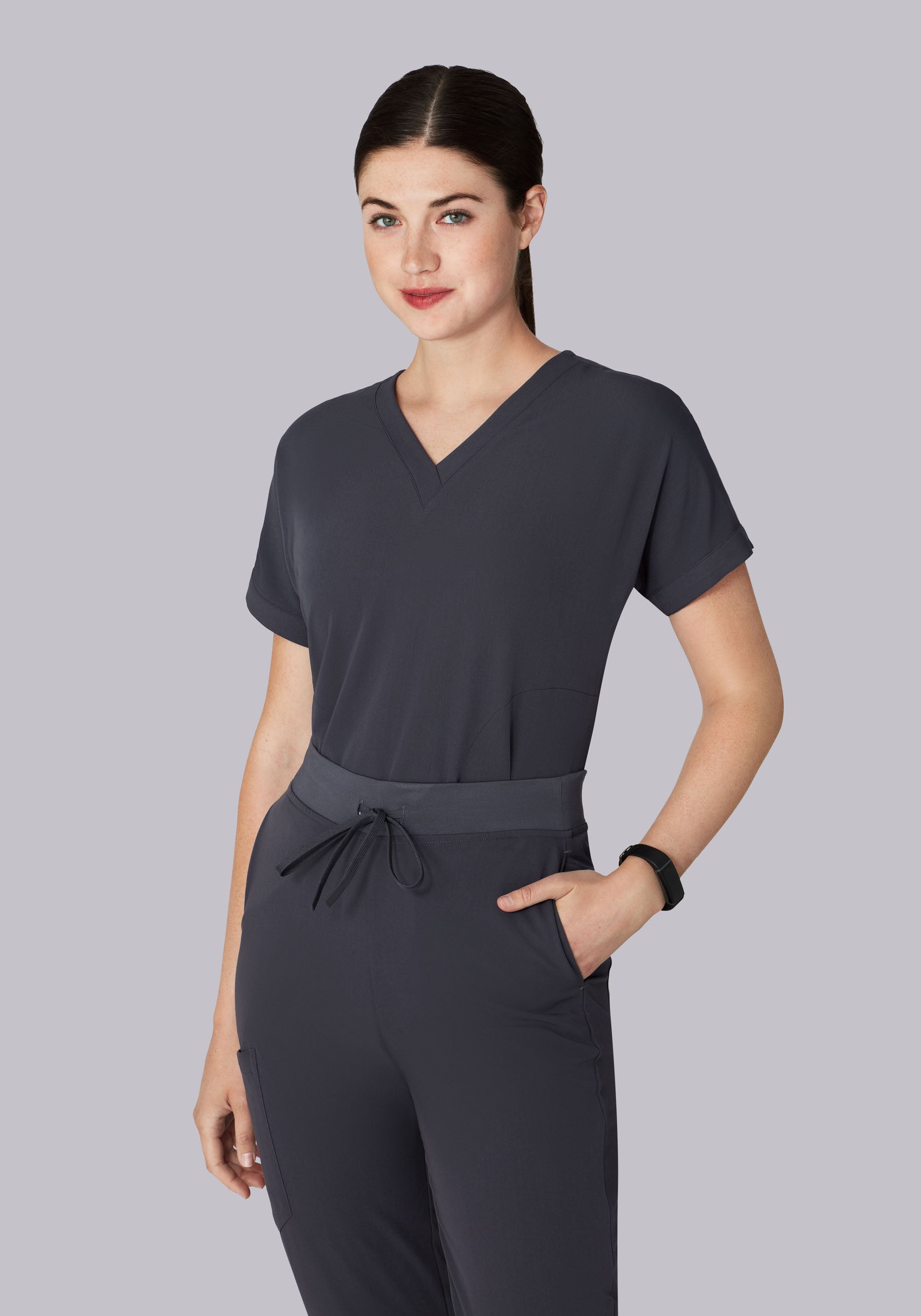 Oversized V Neck Top Pewter