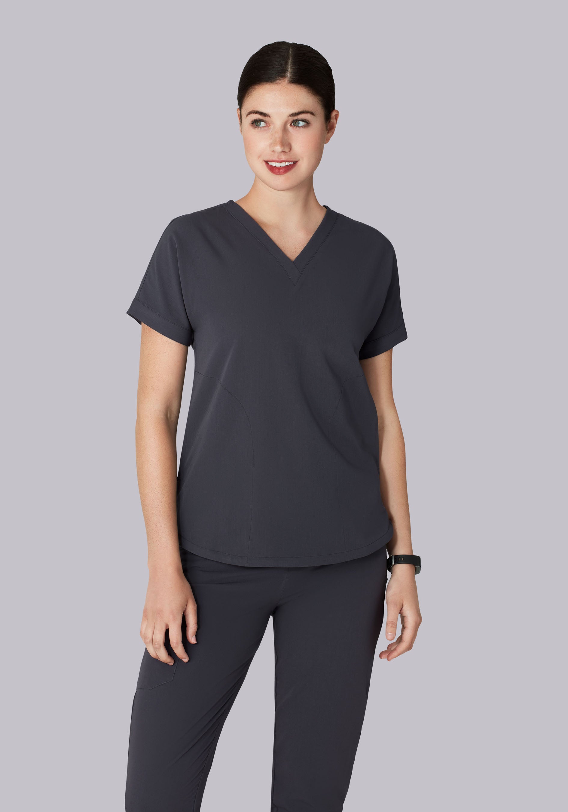 Oversized V Neck Top Pewter