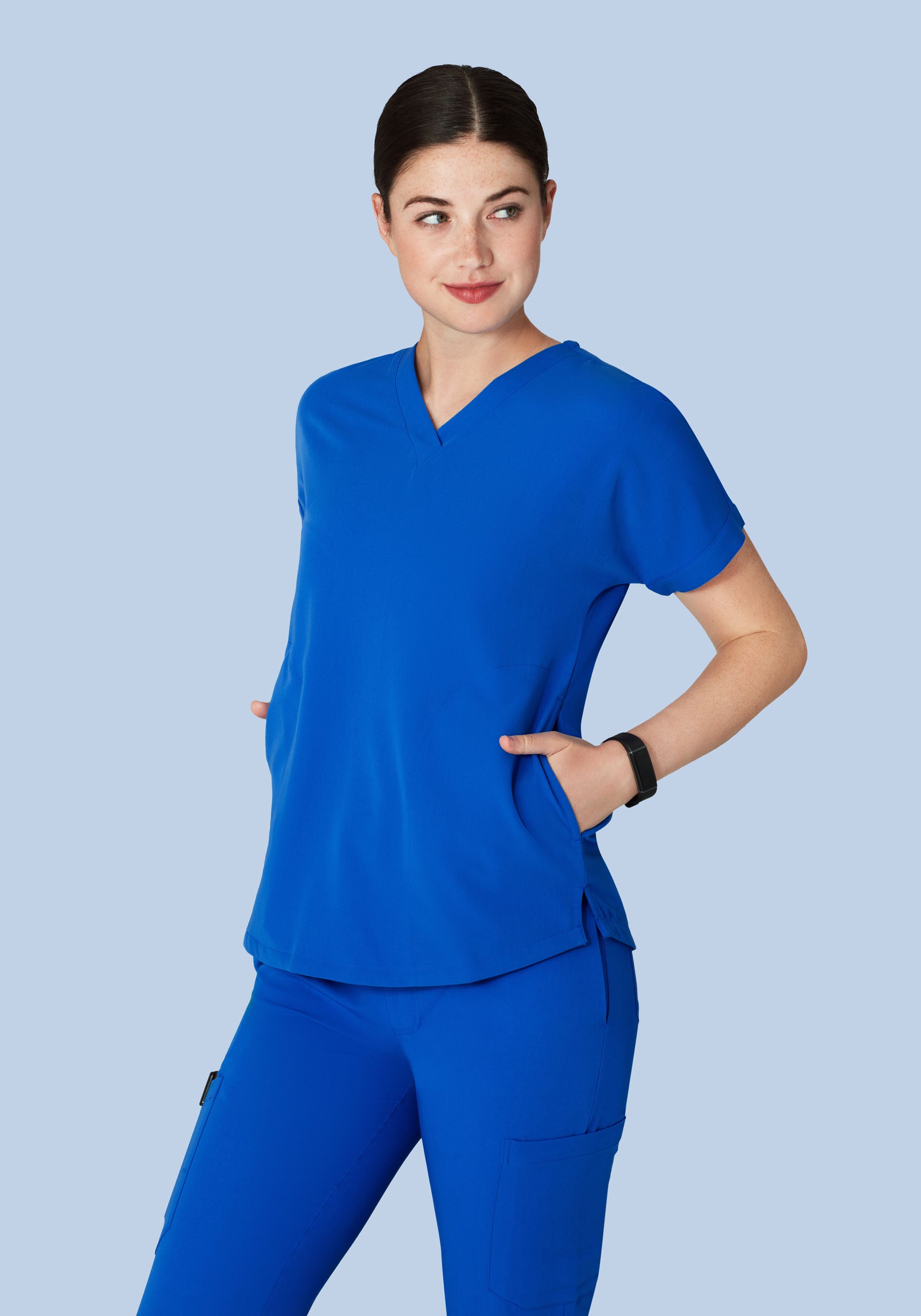 Oversized V Neck Top Royal Blue