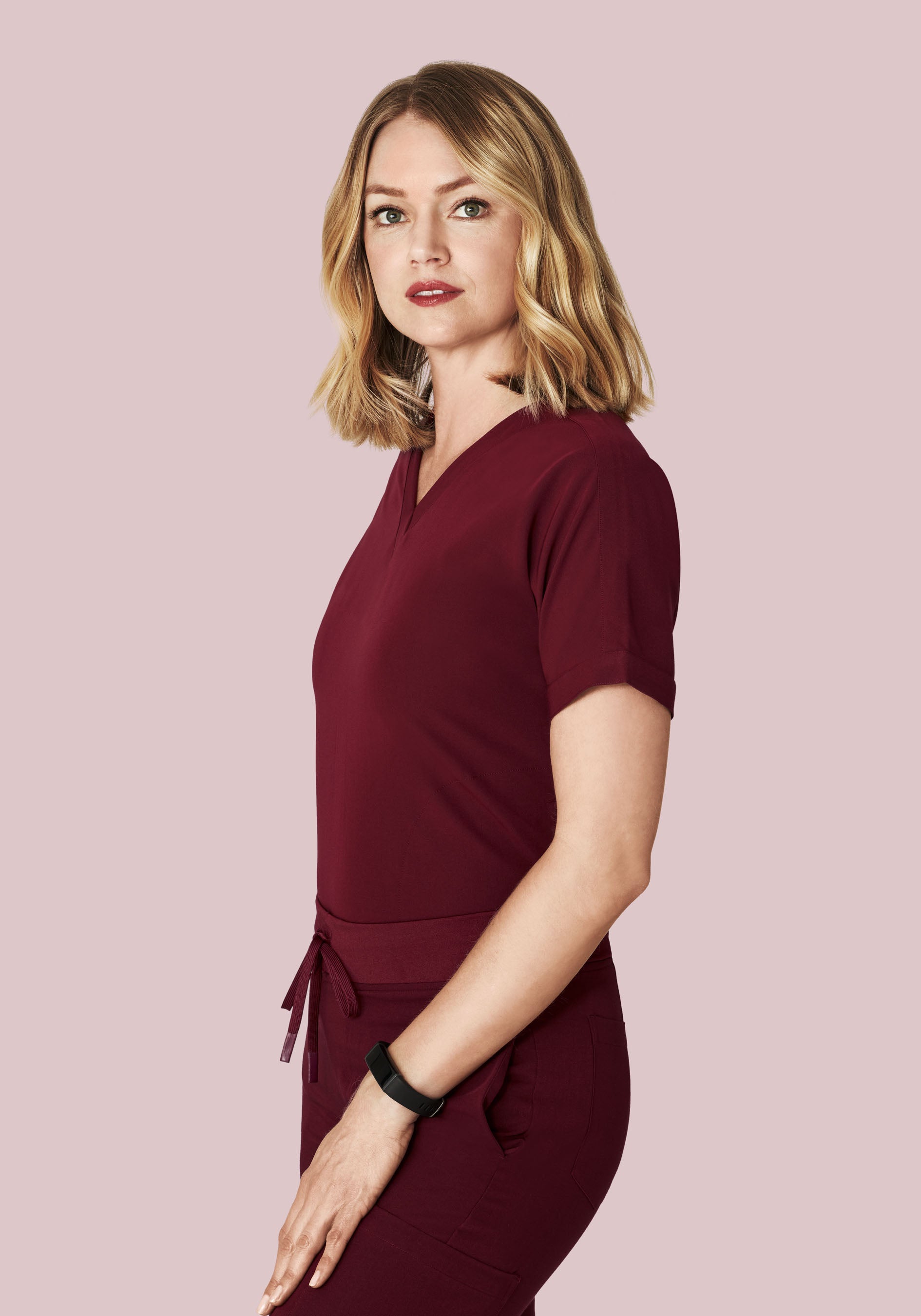 Oversized V Neck Top Wine