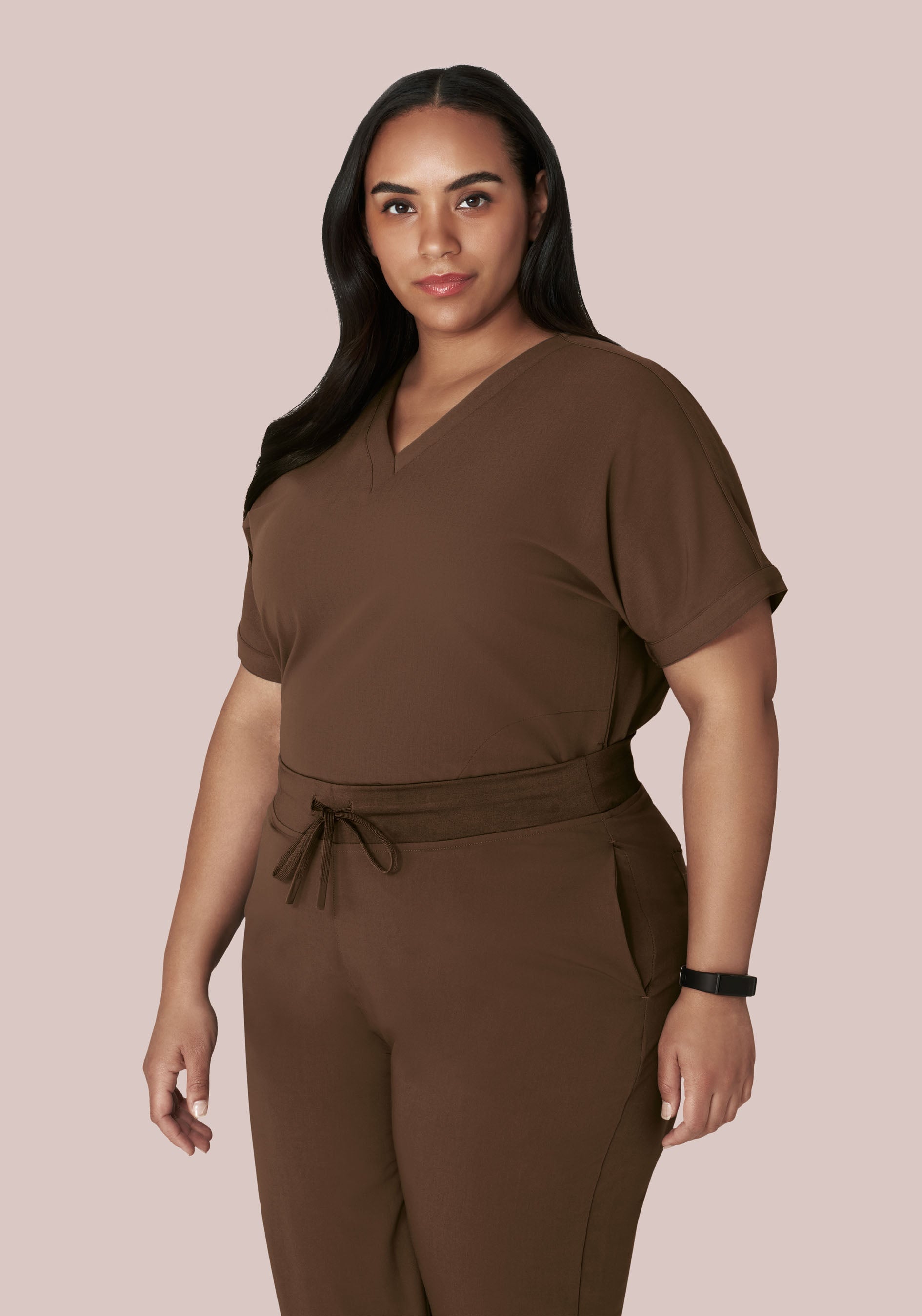 Oversized V Neck Top Chocolate Brown