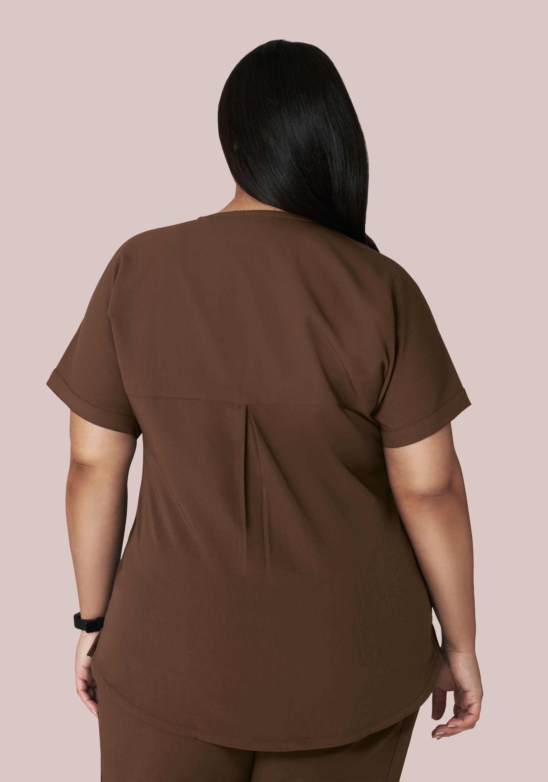 Oversized V Neck Top Chocolate Brown