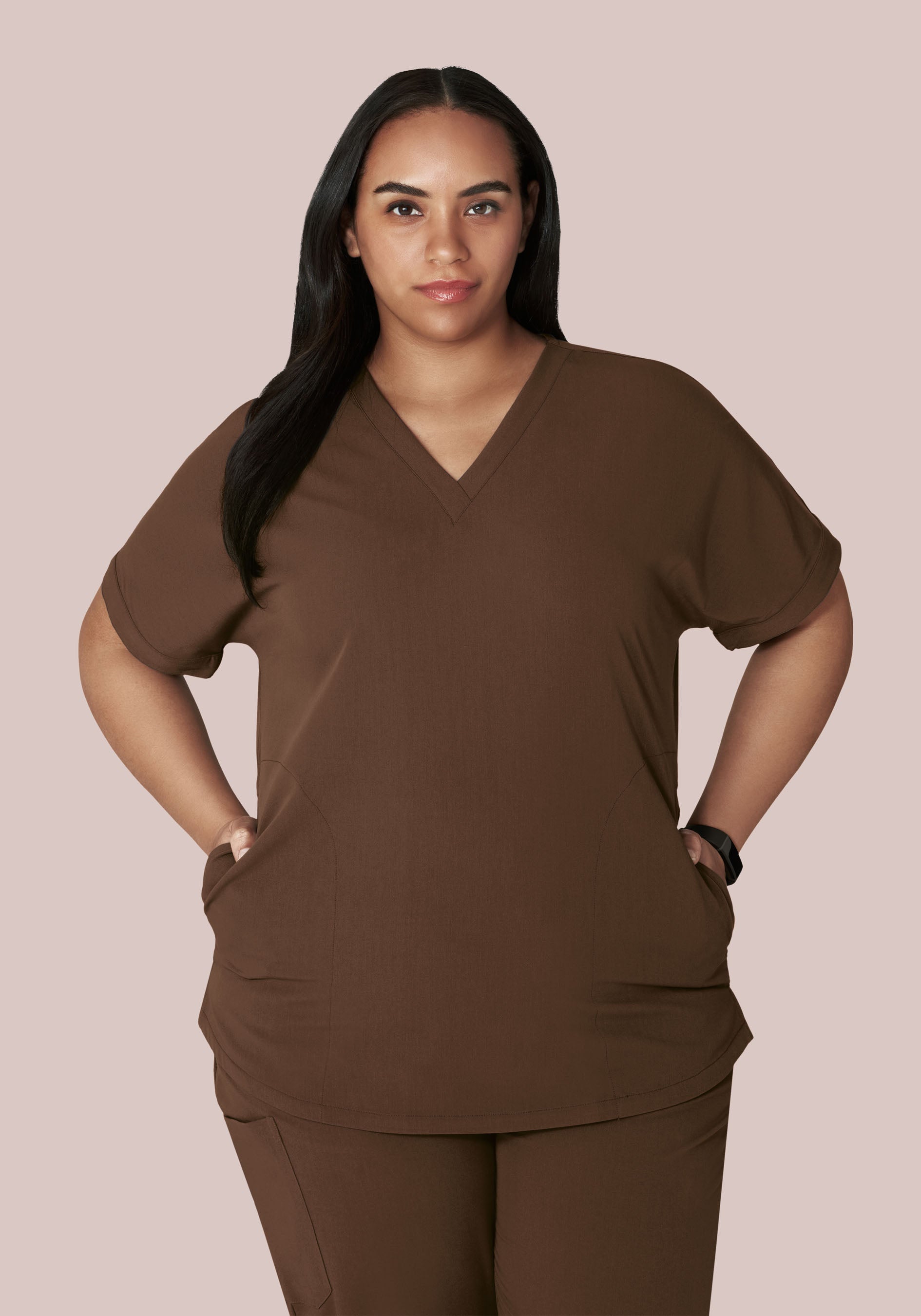 Oversized V Neck Top Chocolate Brown
