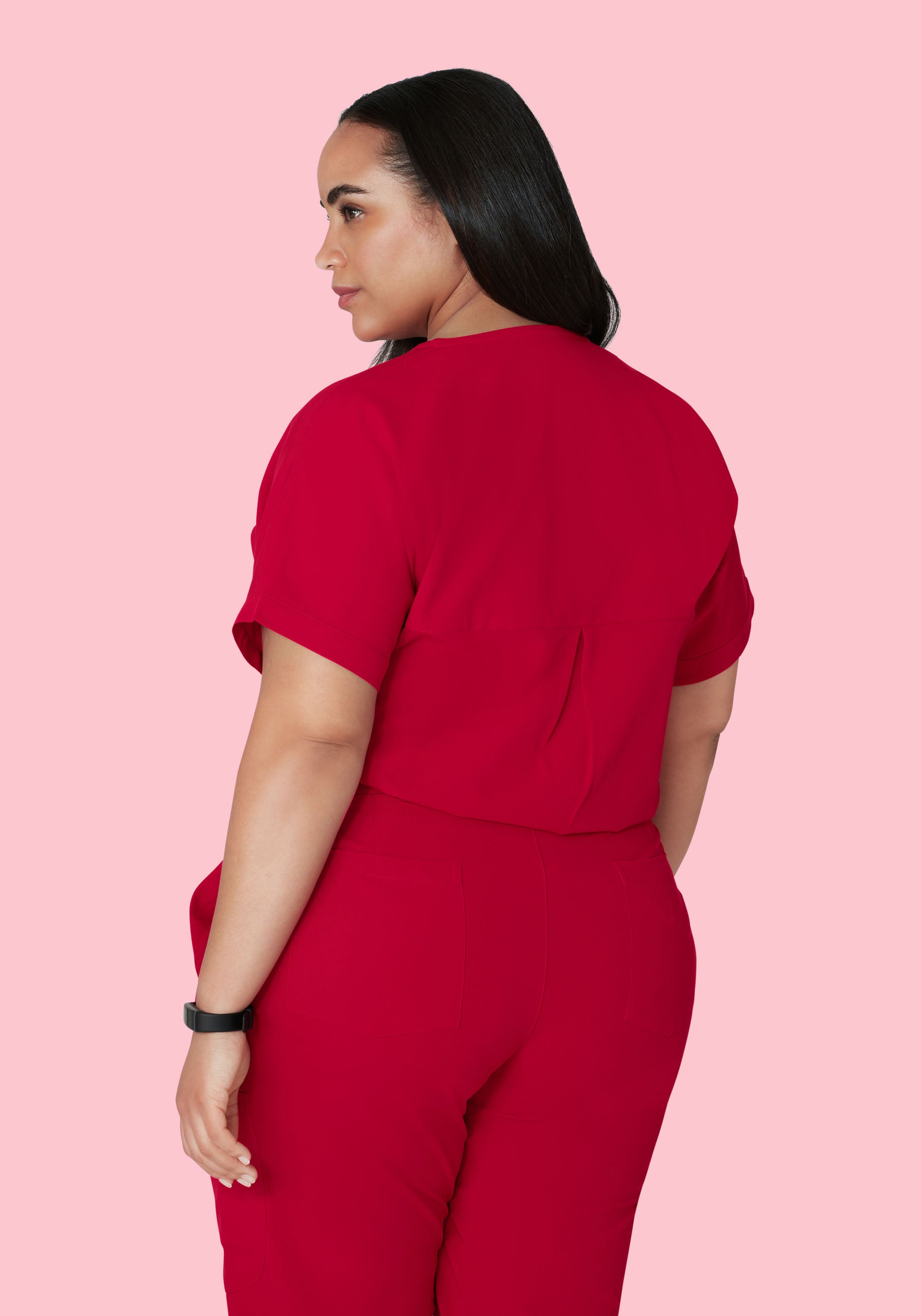 Oversized V Neck Top Crimson