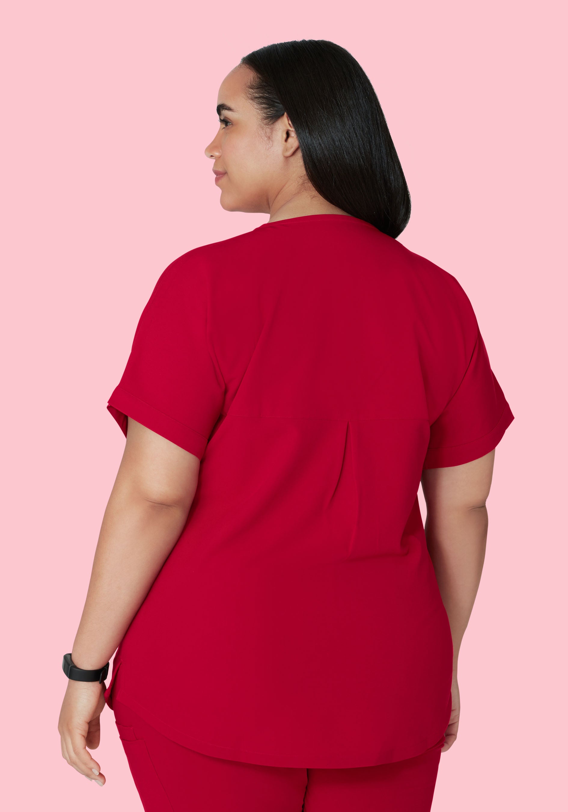 Oversized V Neck Top Crimson